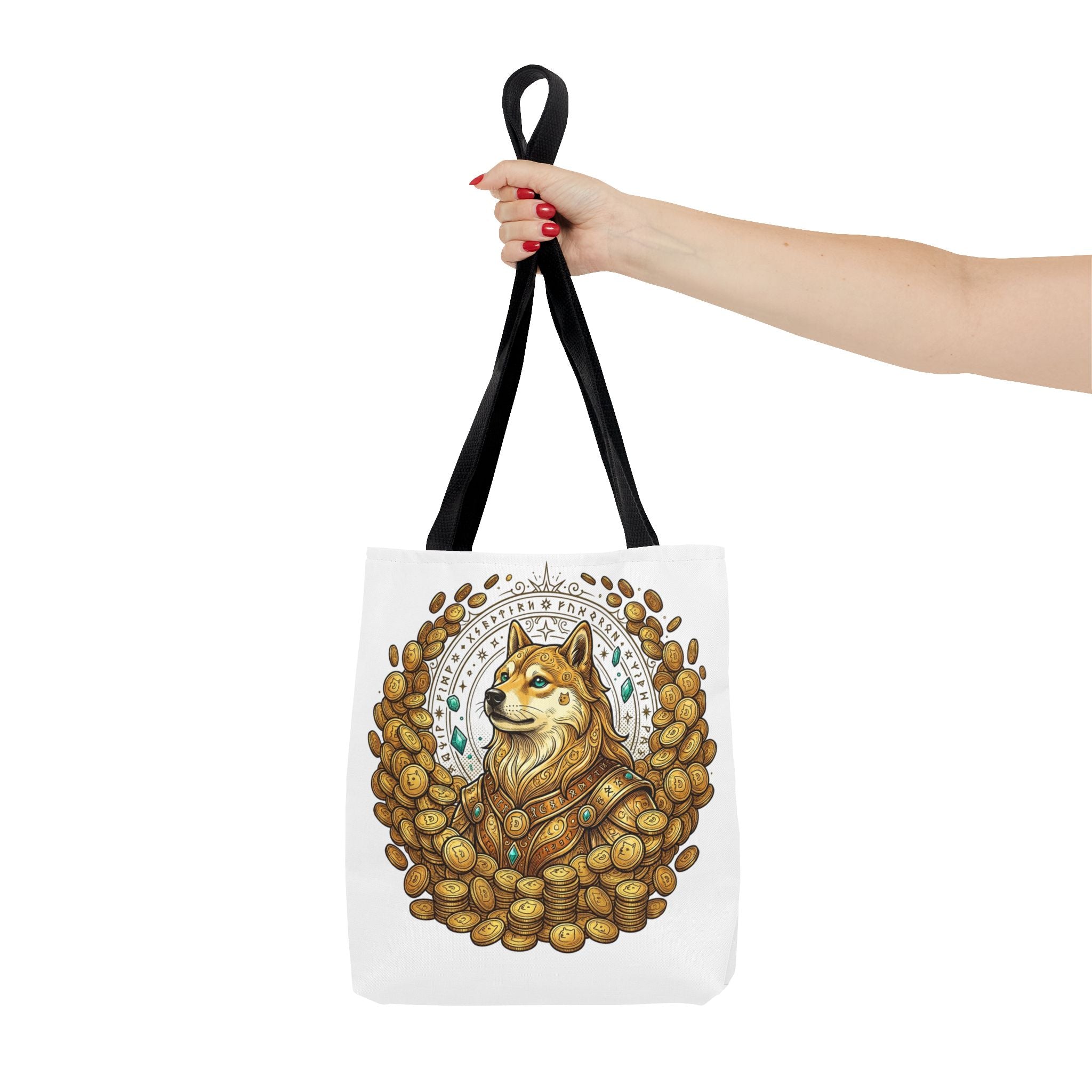 Dogecoin Shiba Inu Coin Pile Tote Bag — Crypto Meme Art Tote