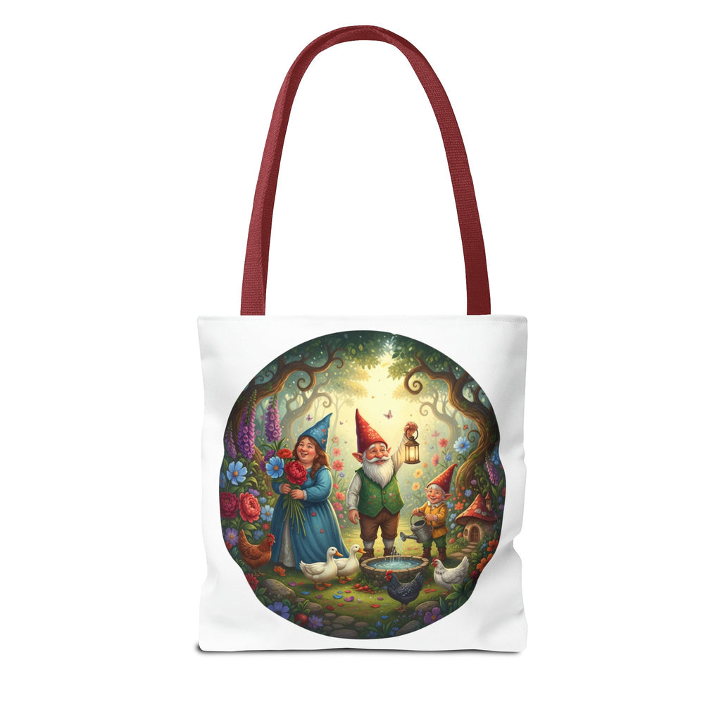 Gnome Garden Tote Bag — Whimsical Fairy Tale Circle Art