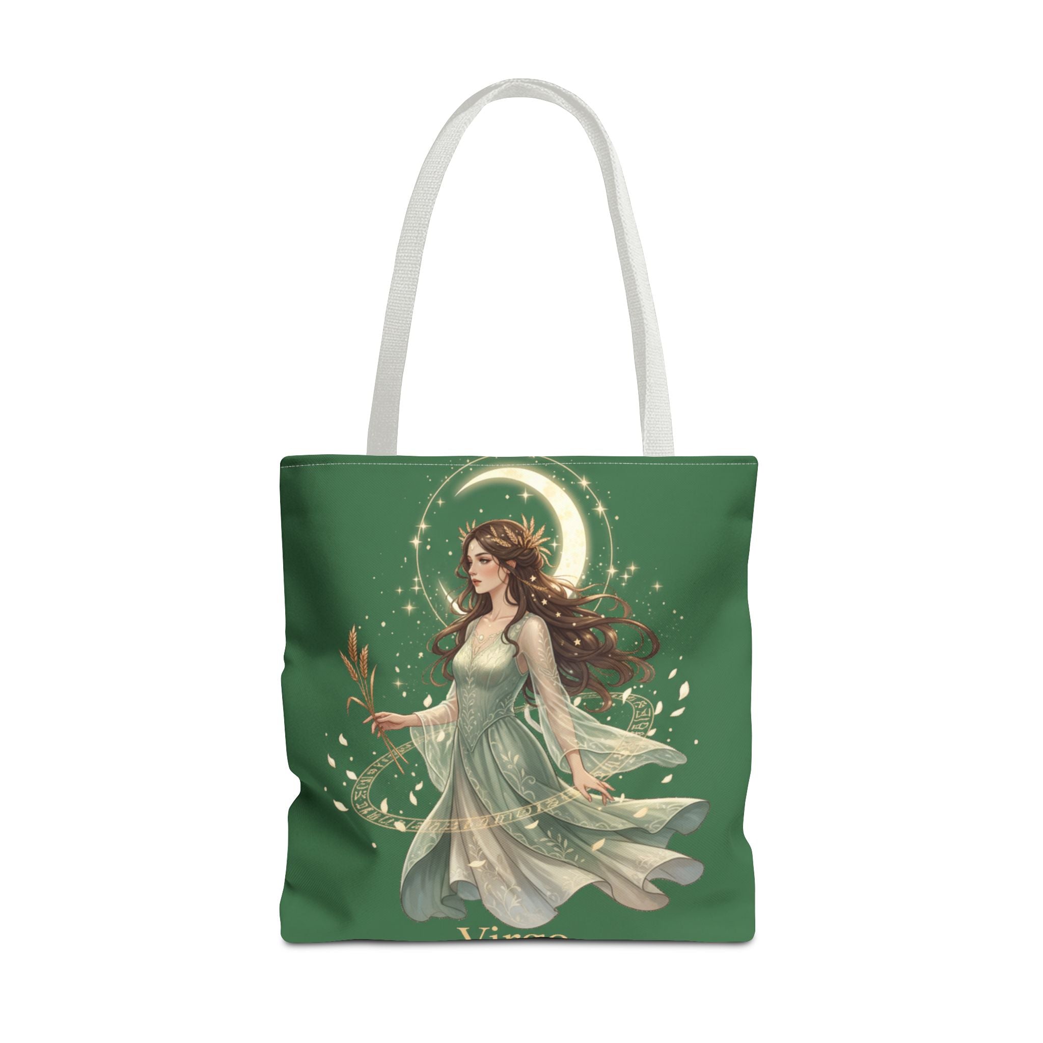 Mystic Moon Goddess Tote Bag — Ethereal Green All-Over Print Tote
