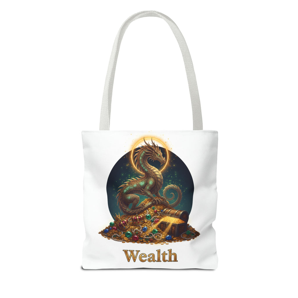Wealth Dragon Tote Bag — Fantasy Dragon Treasure Illustration Tote
