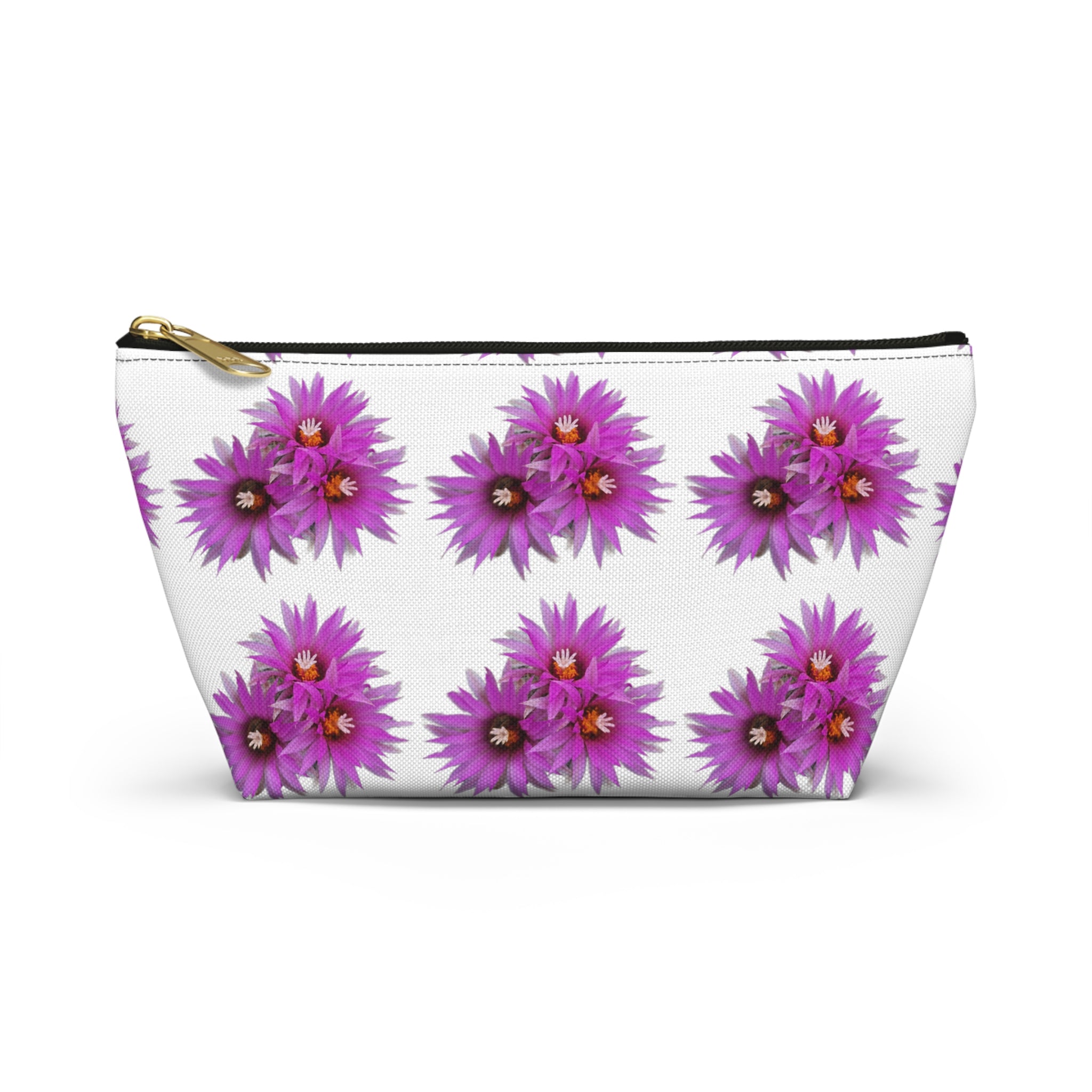 Purple Daisy Accessory Pouch — Floral Makeup & Travel T-Bottom Bag