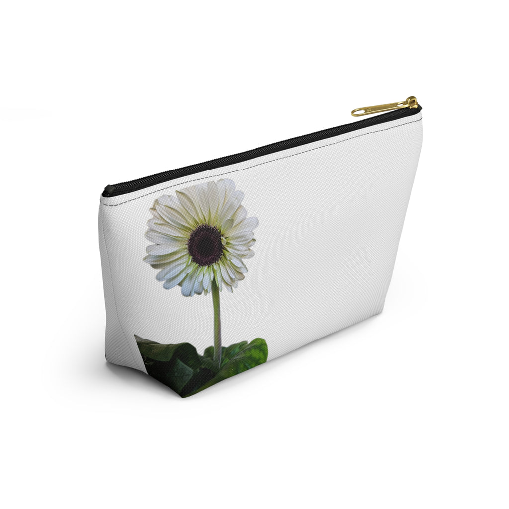 Floral Daisy Accessory Pouch — Small T‑Bottom Makeup & Travel Organizer