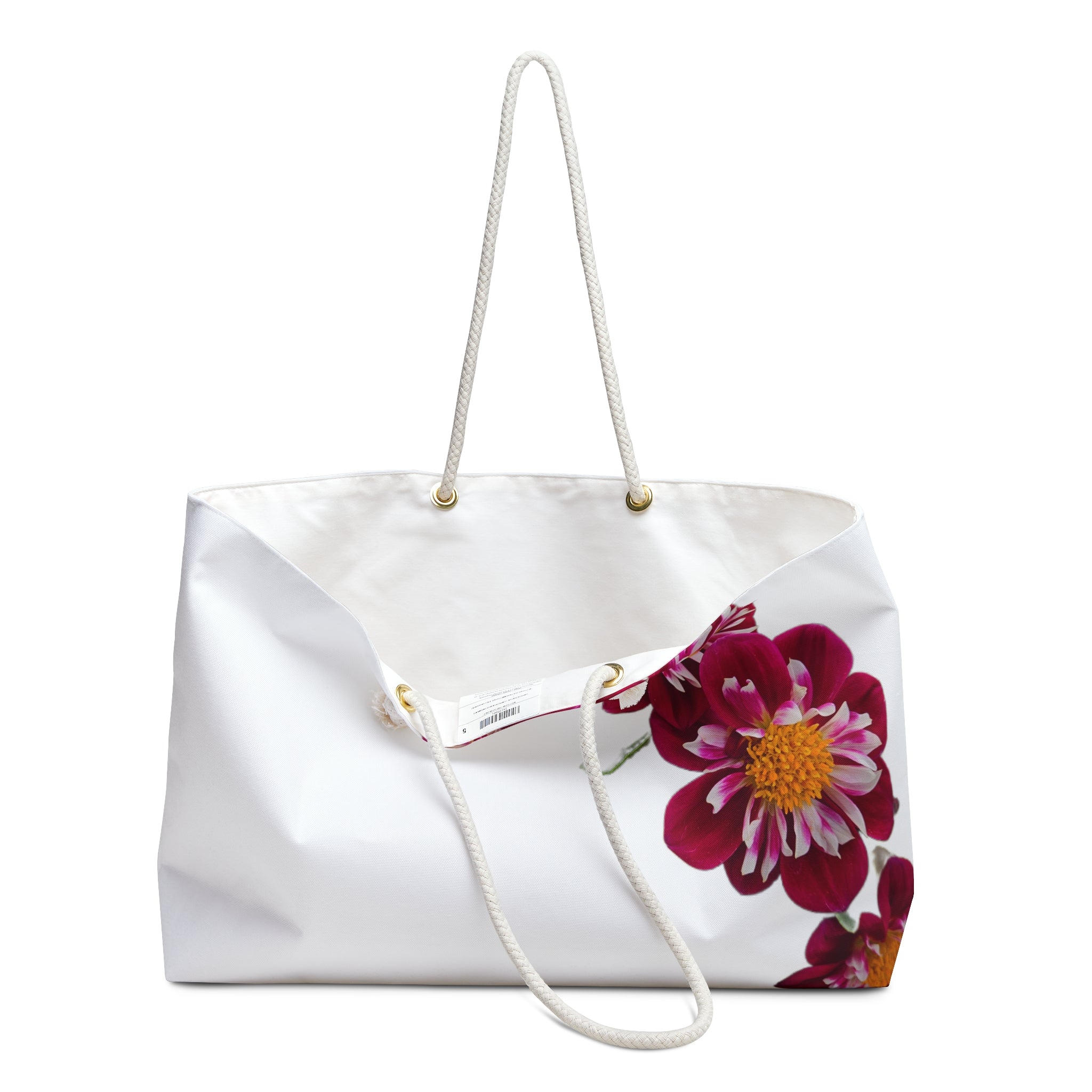 Floral Weekender Bag – Red Dahlia Petal Travel Tote