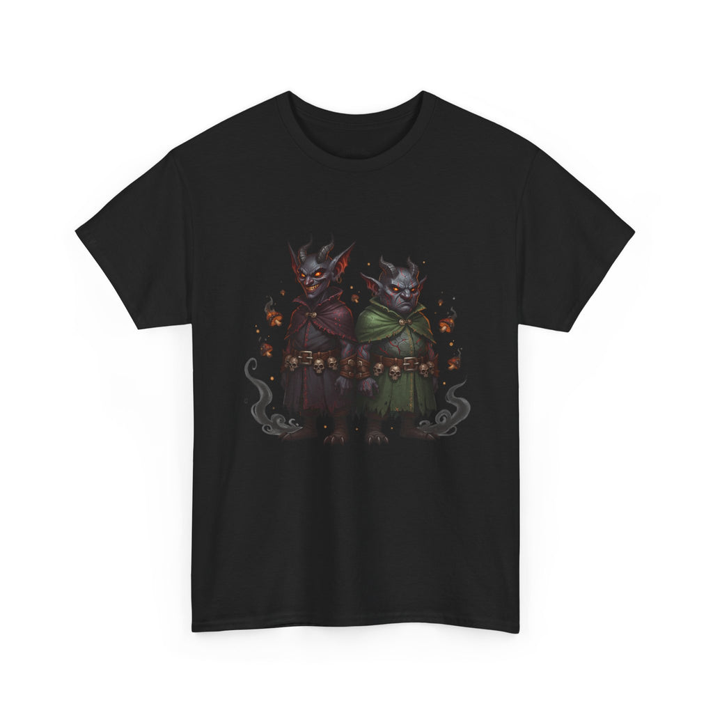 Demonic Twins Graphic Tee — Gothic Fantasy Demon Couple T-Shirt