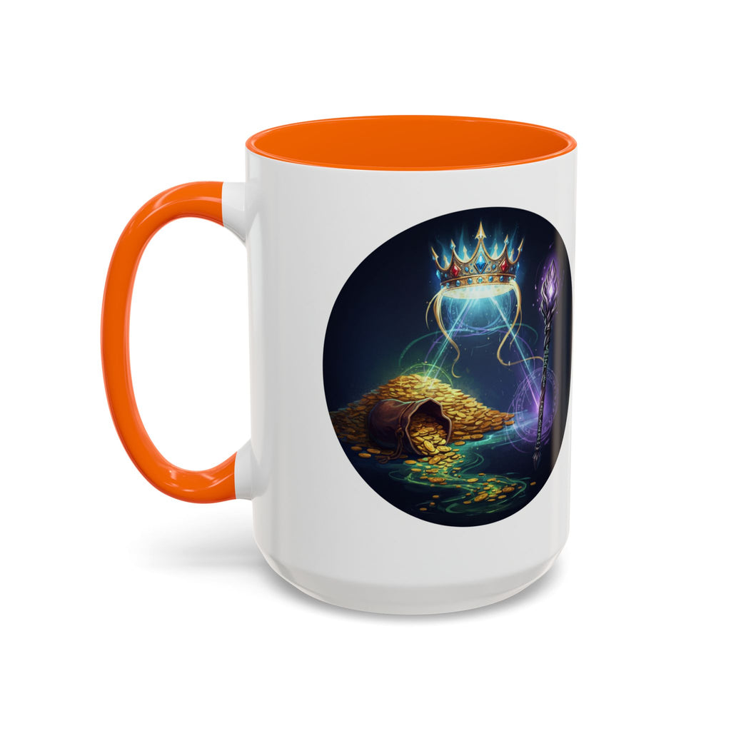 Magic Crown Coffee Mug — Fantasy Wizard Staff & Spilled Gold Accent Mug (11/15 oz)
