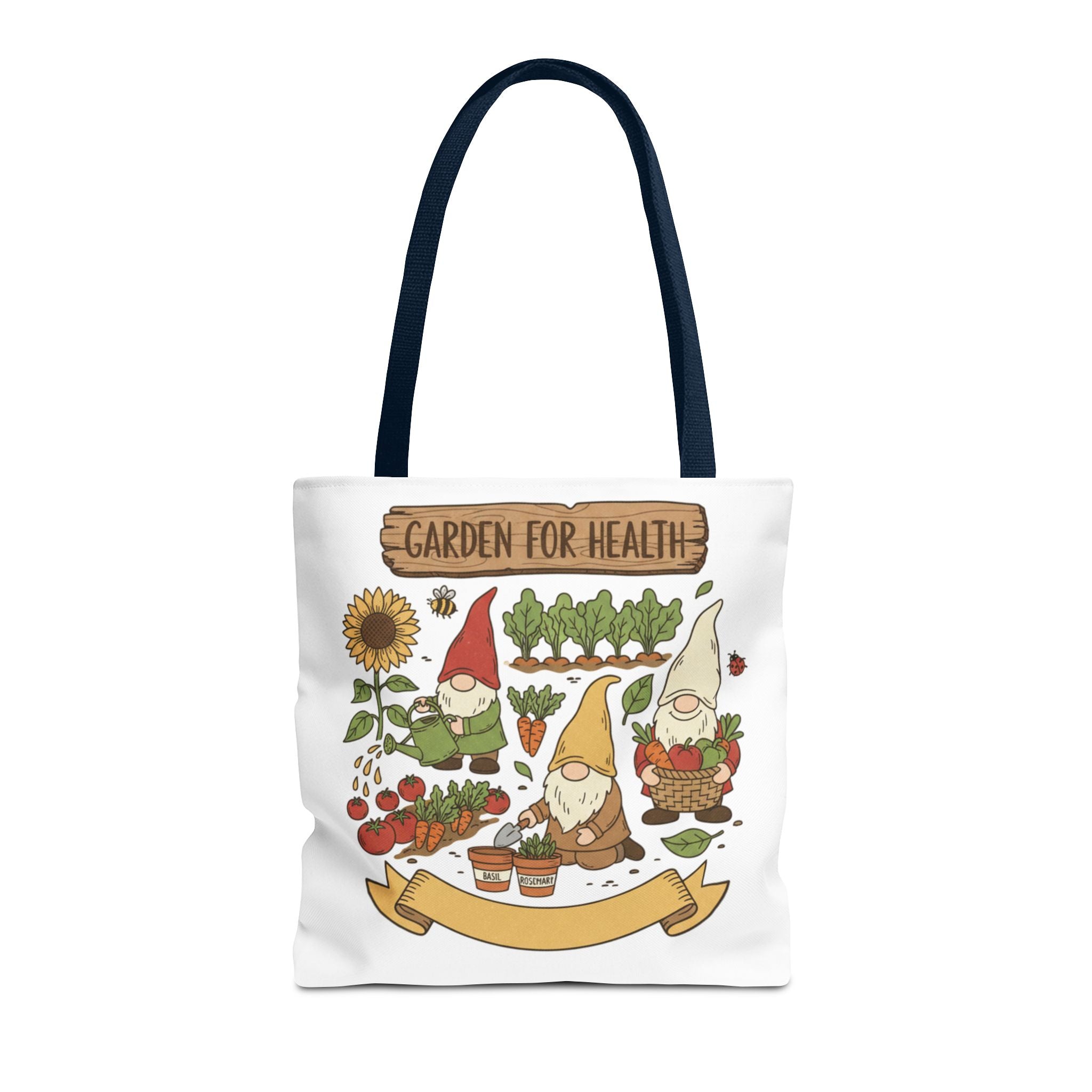 Garden Gnome Tote Bag - "Garden For Health" Cute Eco Shopper