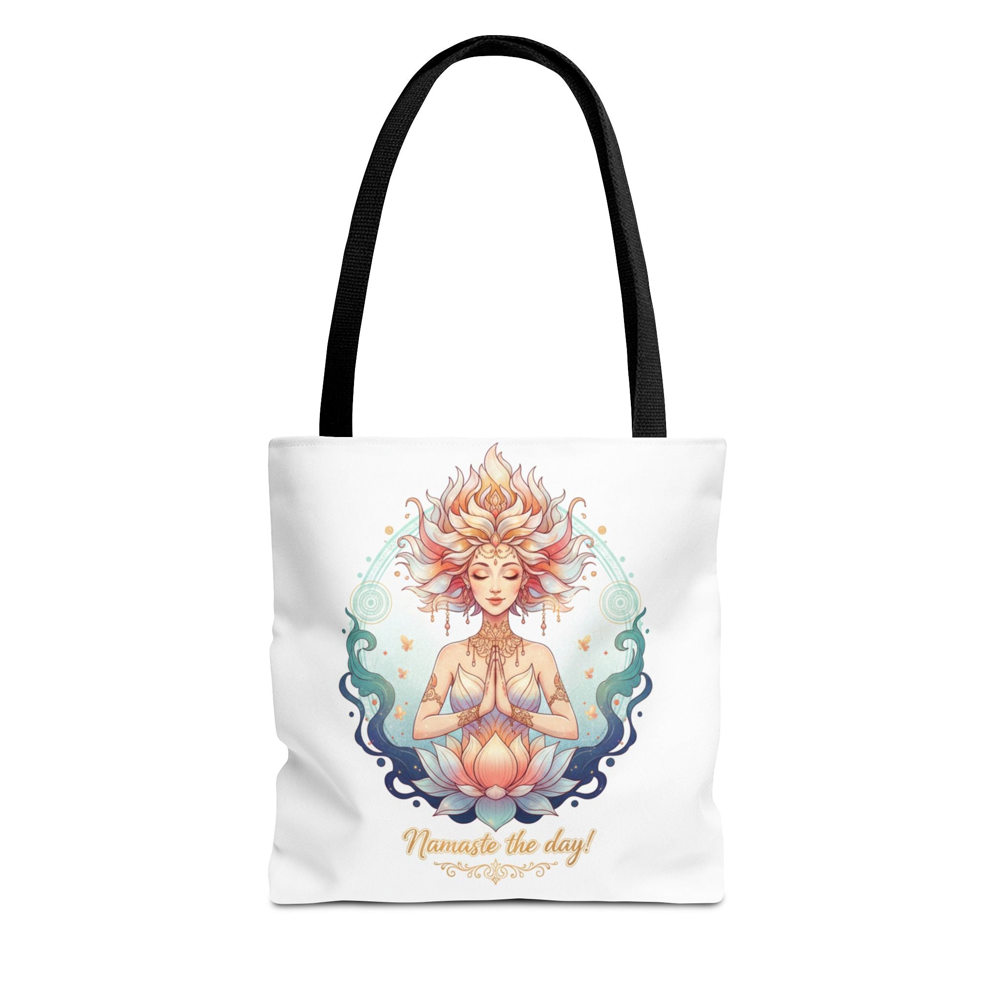 Yoga Lotus Tote Bag — "Namaste the day!" Meditation Canvas Tote
