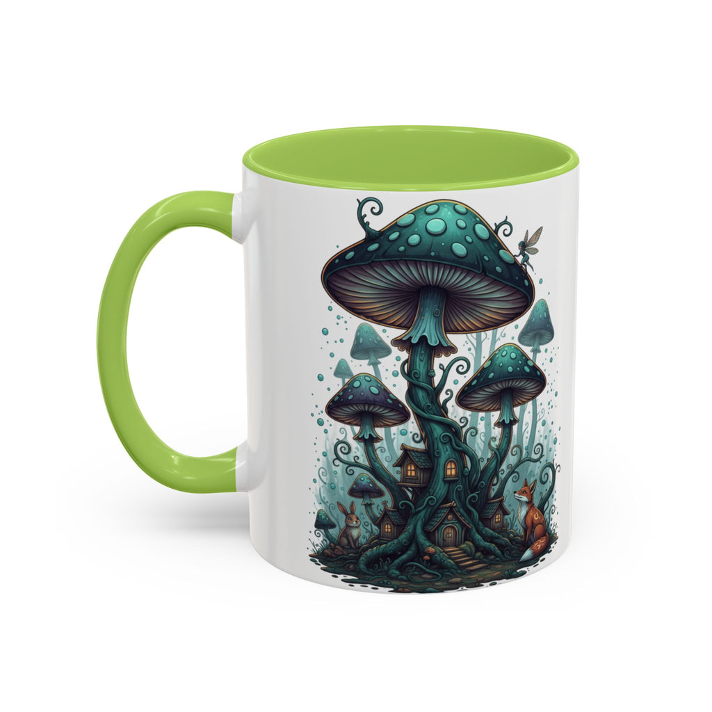 Enchanted Mushroom Cottage Coffee Mug — Fantasy Forest Accent Mug