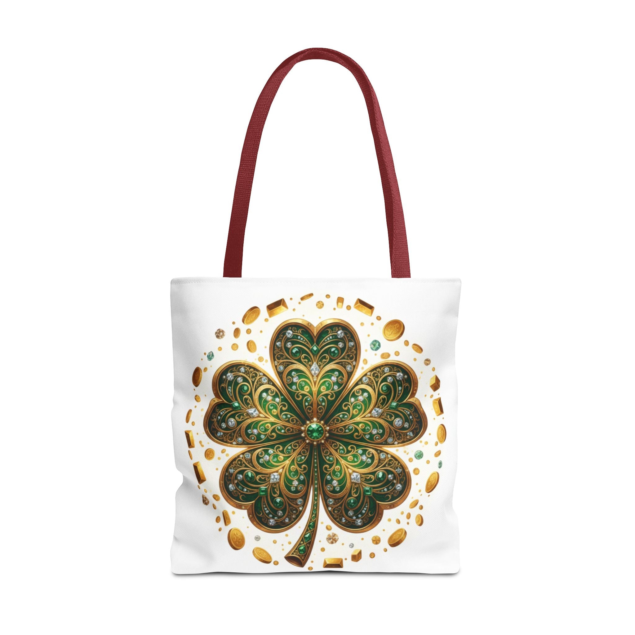 Celtic Shamrock Tote Bag — Green Four-Leaf Clover St. Patrick’s Day All-Over Print