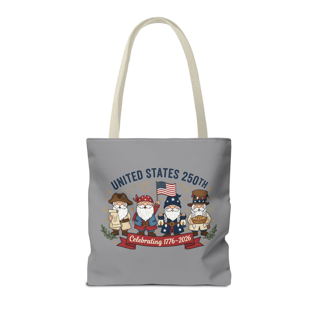 United States 250th Tote Bag — Celebrating 1776–2026 Patriotic Gnome Design