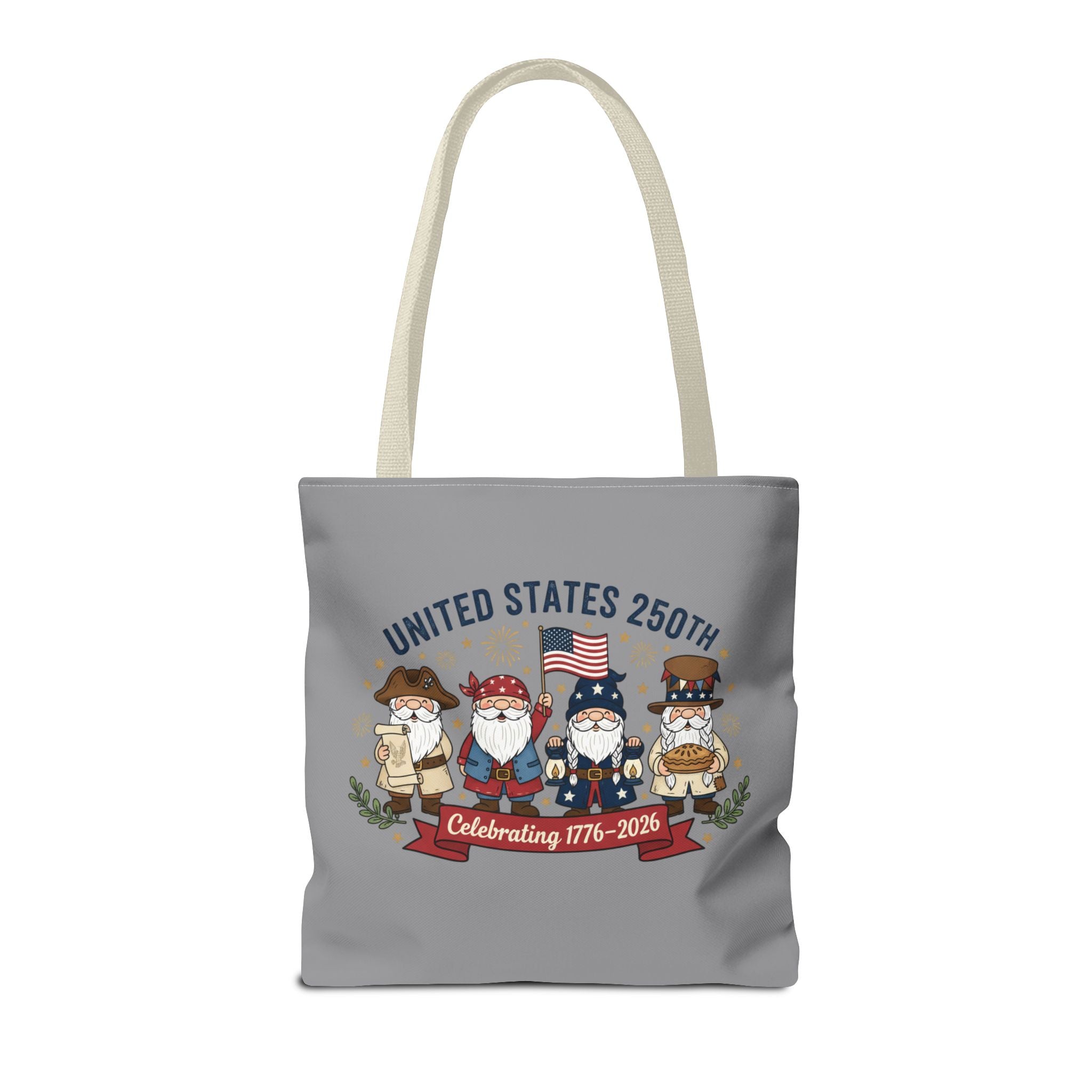 United States 250th Tote Bag — Celebrating 1776–2026 Patriotic Gnome Design