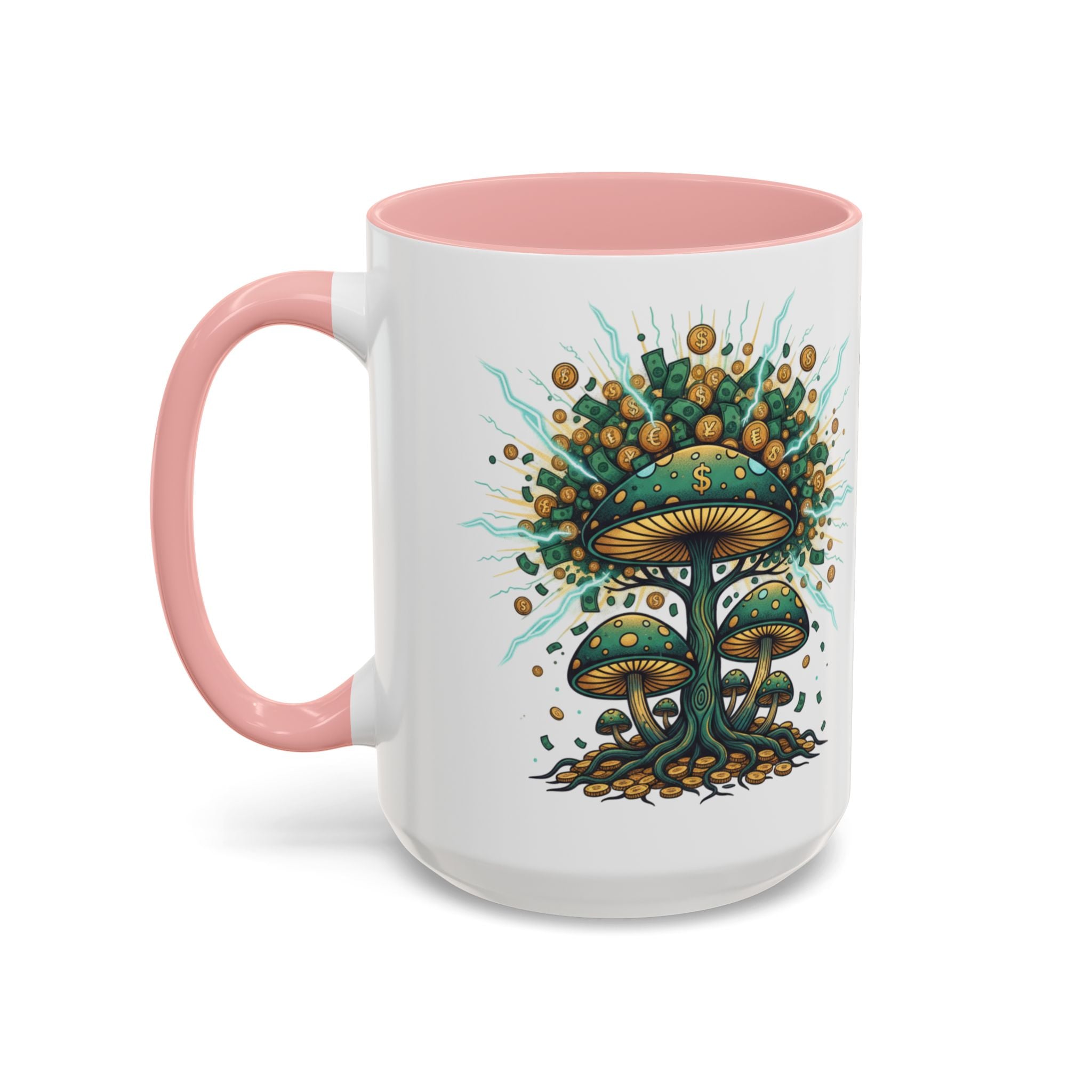 Accent Coffee Mug — 'Money Flows to Me Freely' Mushroom Abundance Design (11/15oz)