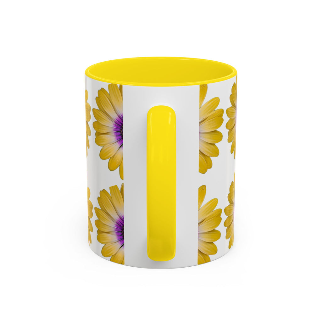 Yellow Purple Daisy Accent Coffee Mug – Floral Pattern 11/15oz