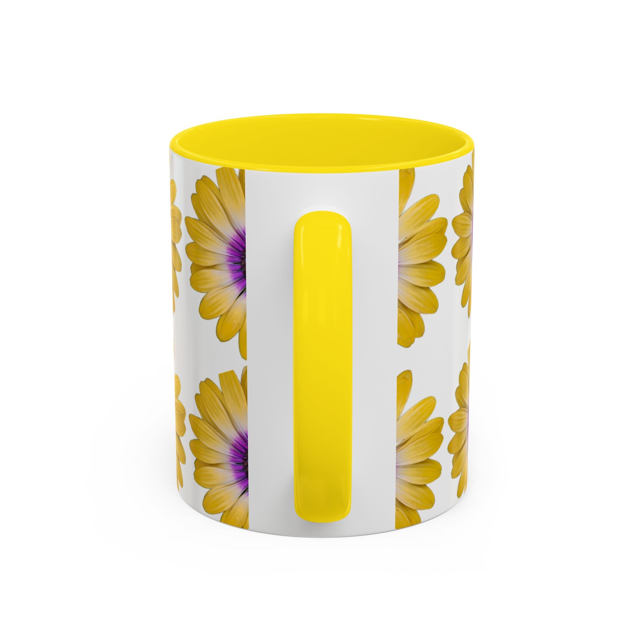 Yellow Purple Daisy Accent Coffee Mug – Floral Pattern 11/15oz