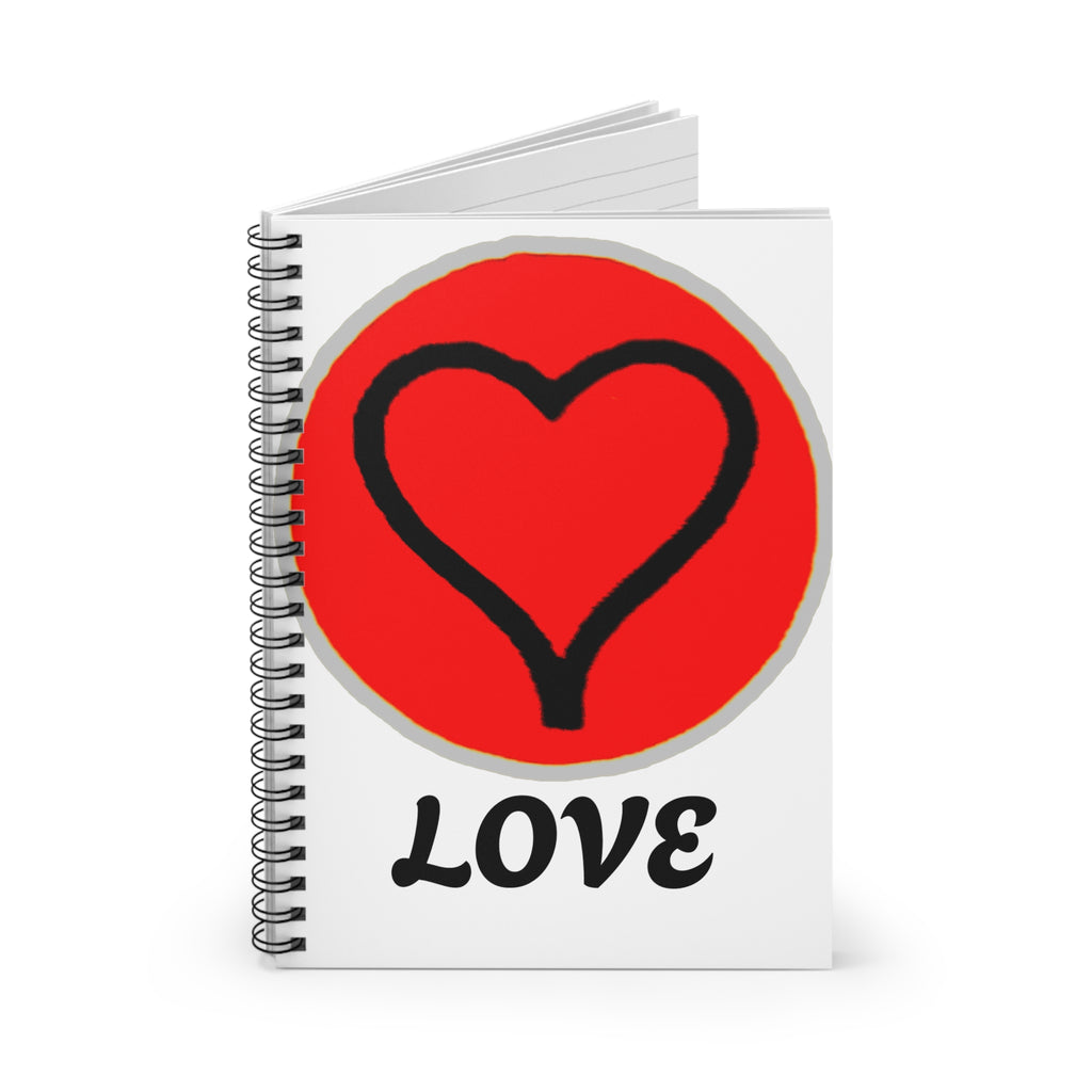 Love Heart Spiral Notebook — Red Heart Design Ruled Journal