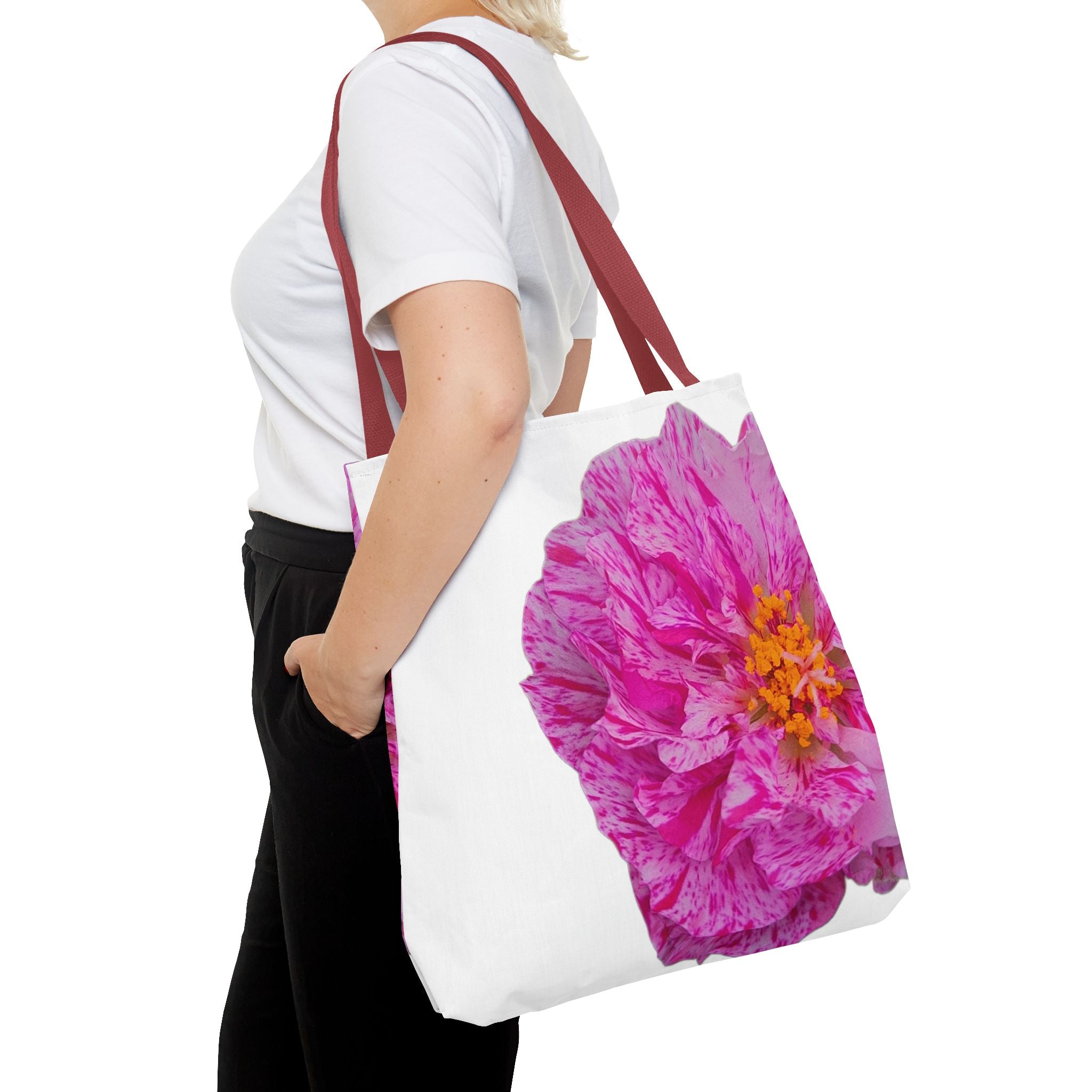 Pink Peony Floral Tote Bag — Bright Bloom All-Over Print