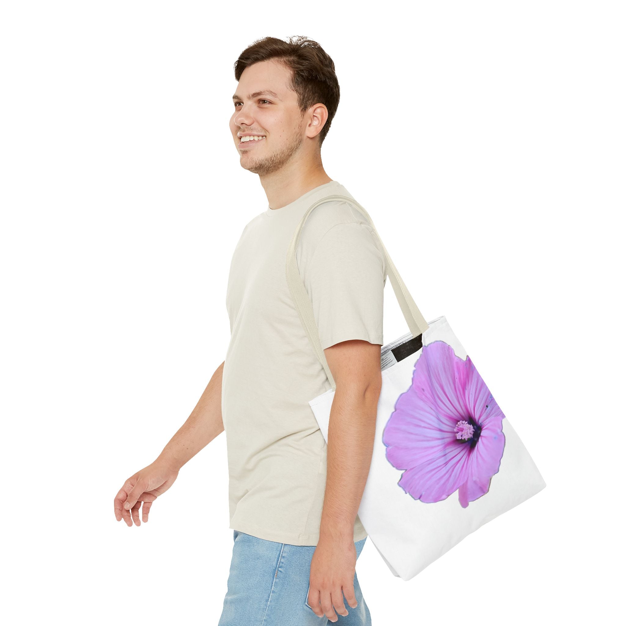 Floral Pink Hibiscus Tote Bag — Large Botanical Beach & Market Tote