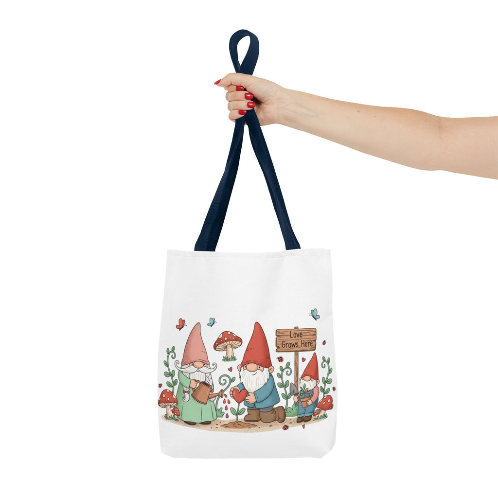 Gnome Garden Tote Bag — Cute Gardening Gnomes "Love Grows Here" Canvas Tote