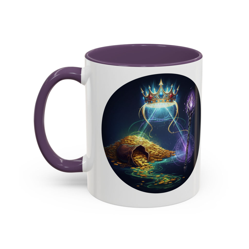 Magic Crown Coffee Mug — Fantasy Wizard Staff & Spilled Gold Accent Mug (11/15 oz)