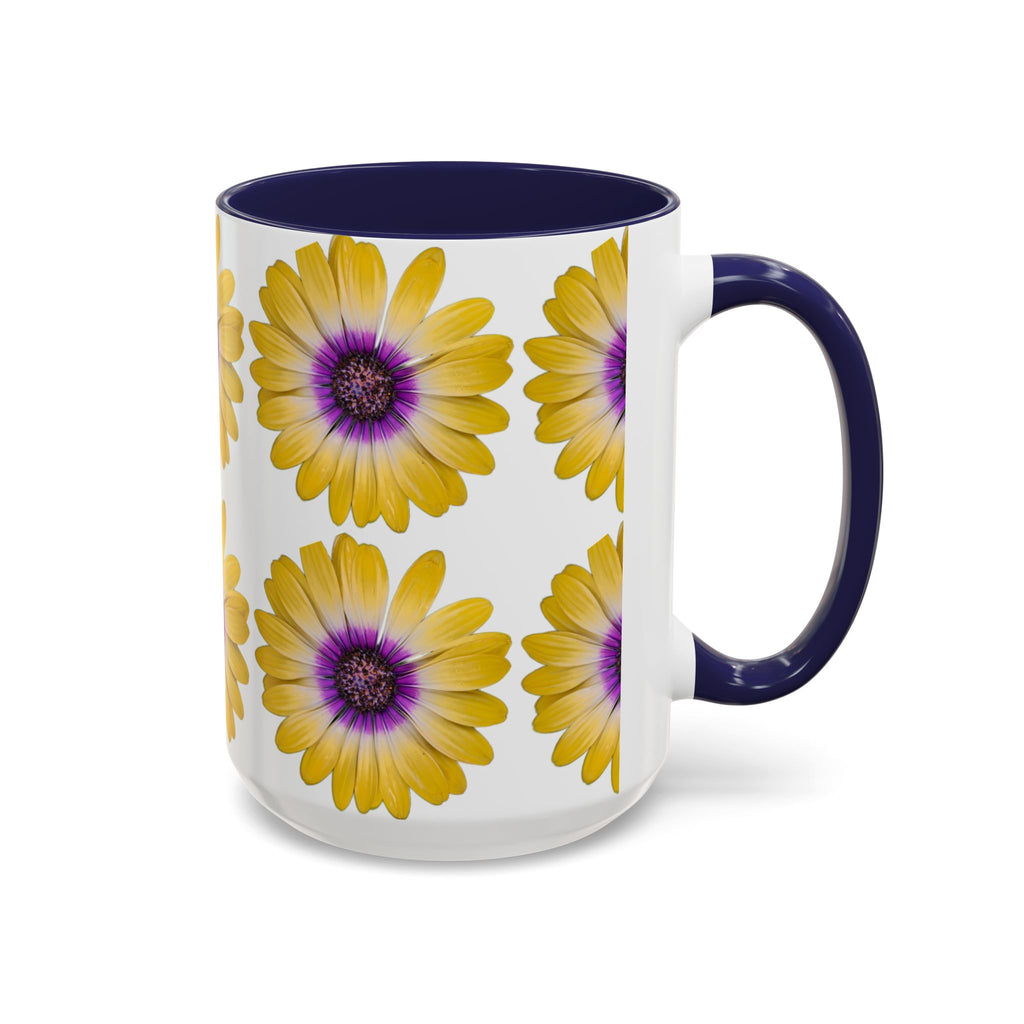 Yellow Purple Daisy Accent Coffee Mug – Floral Pattern 11/15oz