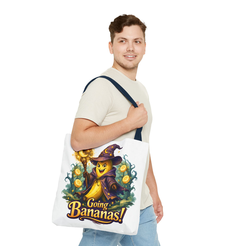 Going Bananas! Witch Banana Tote Bag — Cute Halloween Grocery & Trick-or-Treat Tote