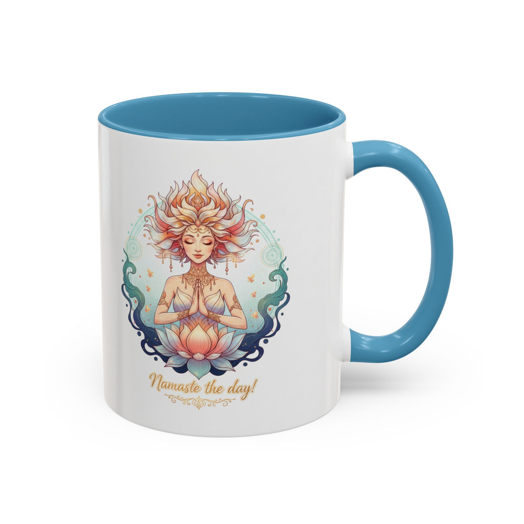 Namaste the Day Yoga Coffee Mug — Lotus Meditation Accent Mug (11/15oz)