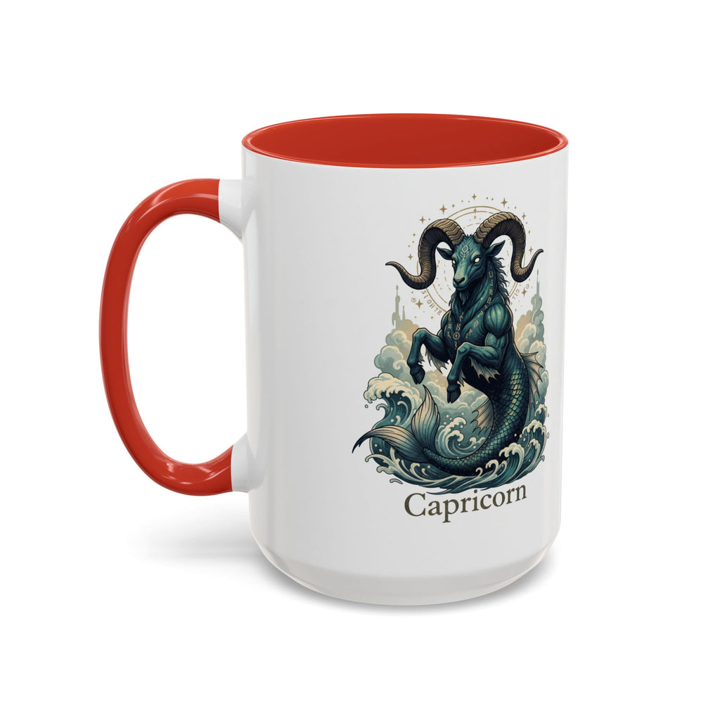 Capricorn Sea-Goat Accent Coffee Mug — Zodiac Astrology Ceramic Gift (11/15oz)