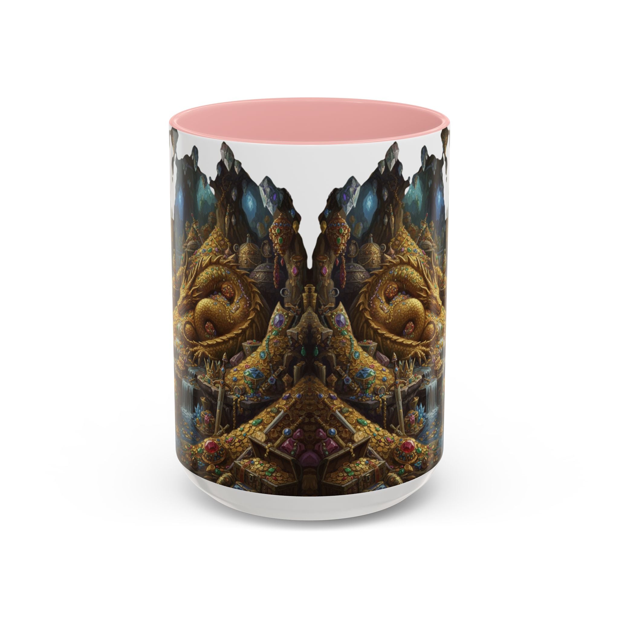 Dragon Hoard Accent Coffee Mug — Fantasy Treasure Landscape (11/15 oz)