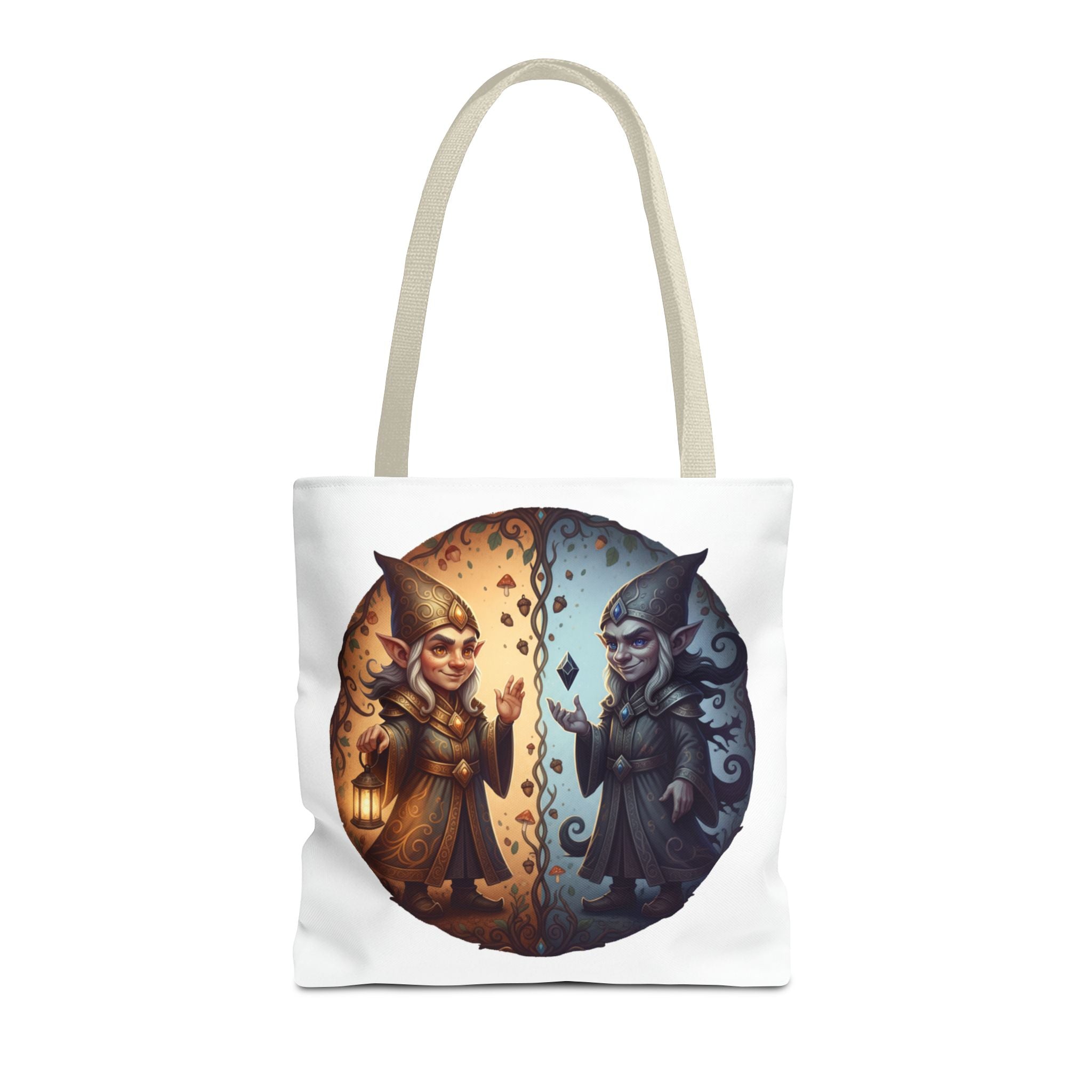 Gnome Duality Tote Bag — Day & Night Fantasy Illustration