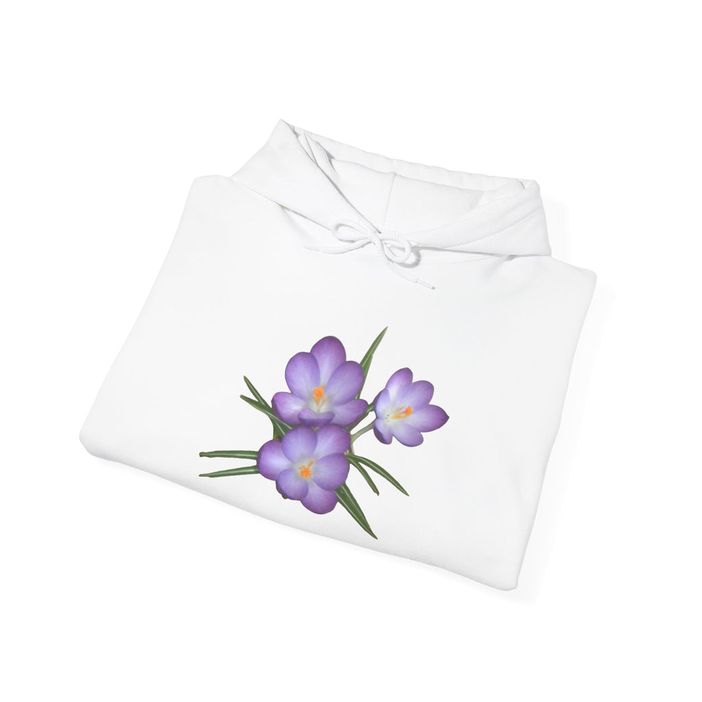Purple Crocus Floral Hoodie — Spring Flower Graphic Sweatshirt