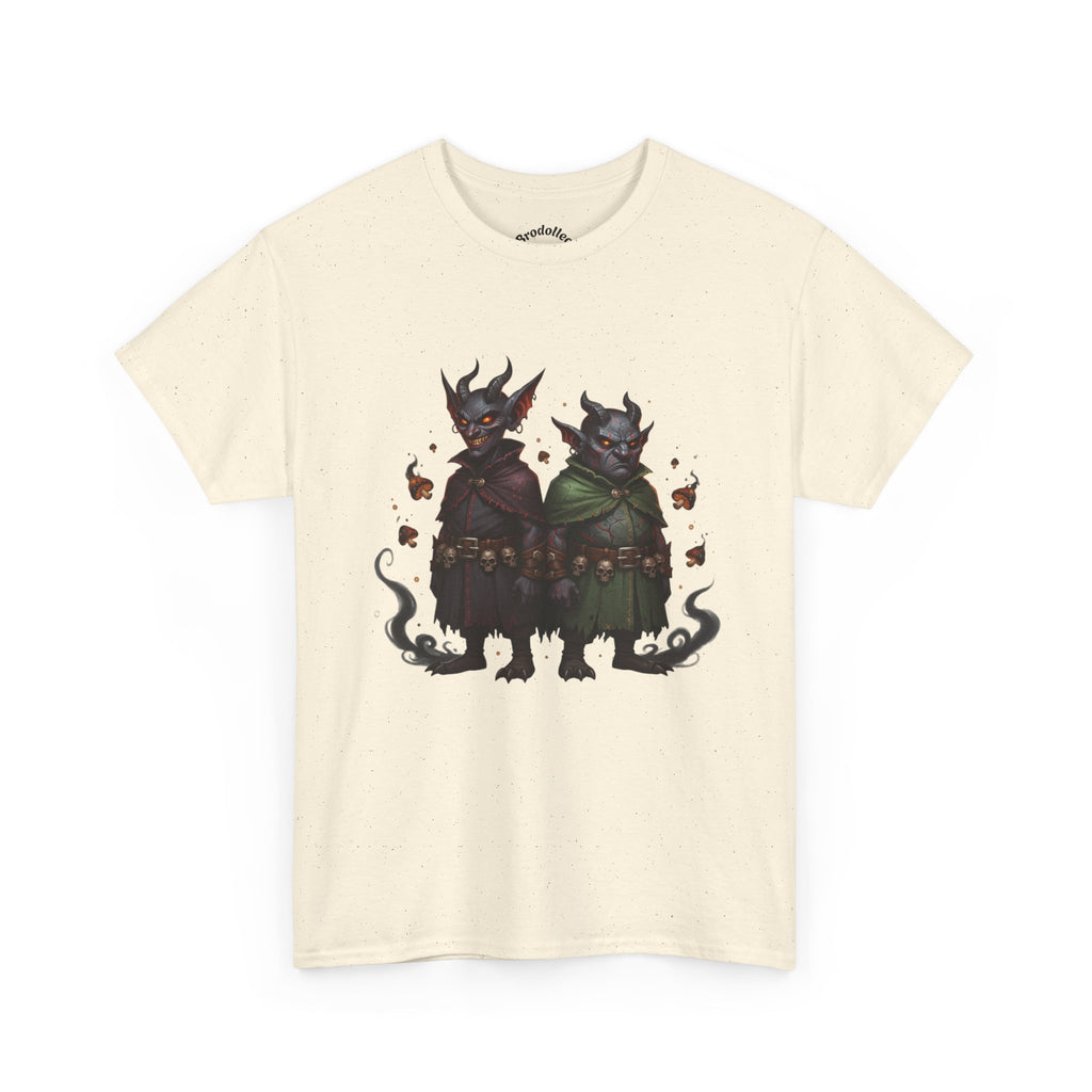 Demonic Twins Graphic Tee — Gothic Fantasy Demon Couple T-Shirt