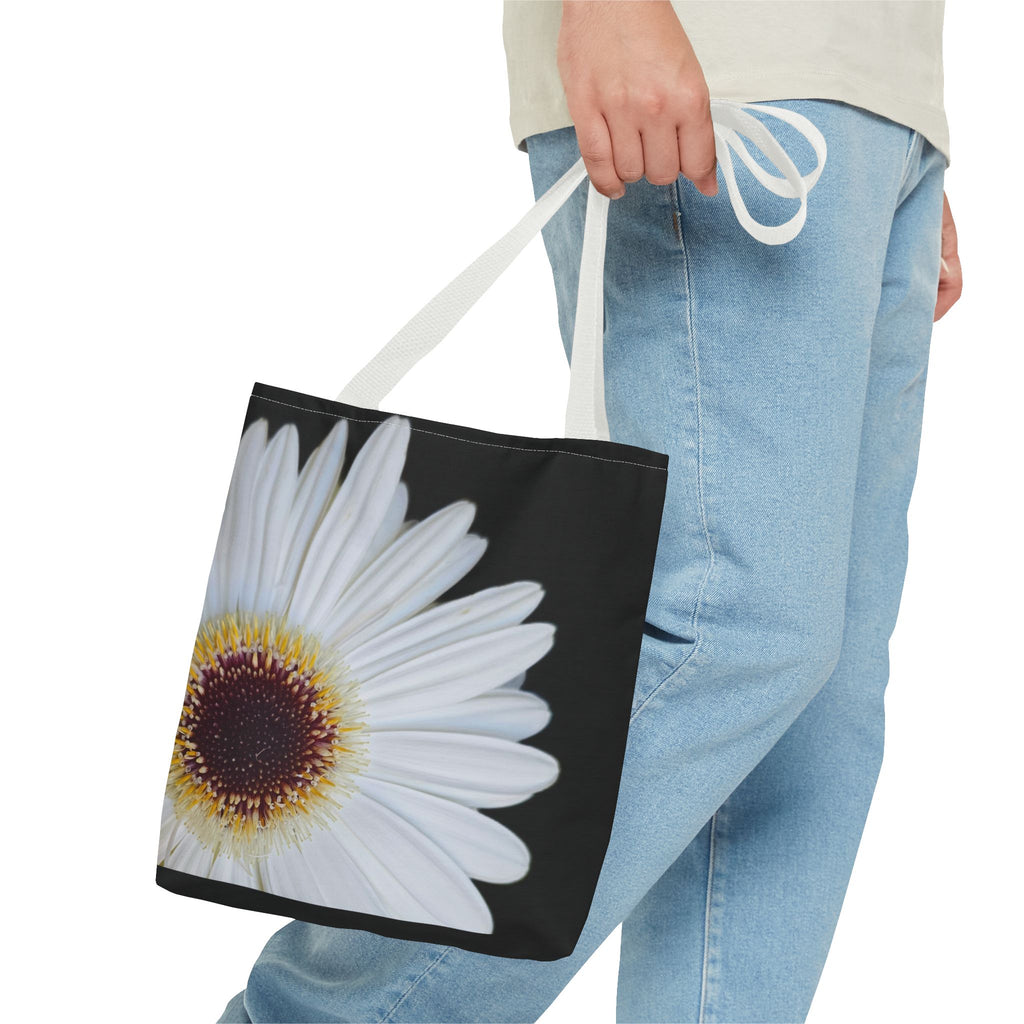 Daisy Corner Tote Bag — White Floral AOP Shopper