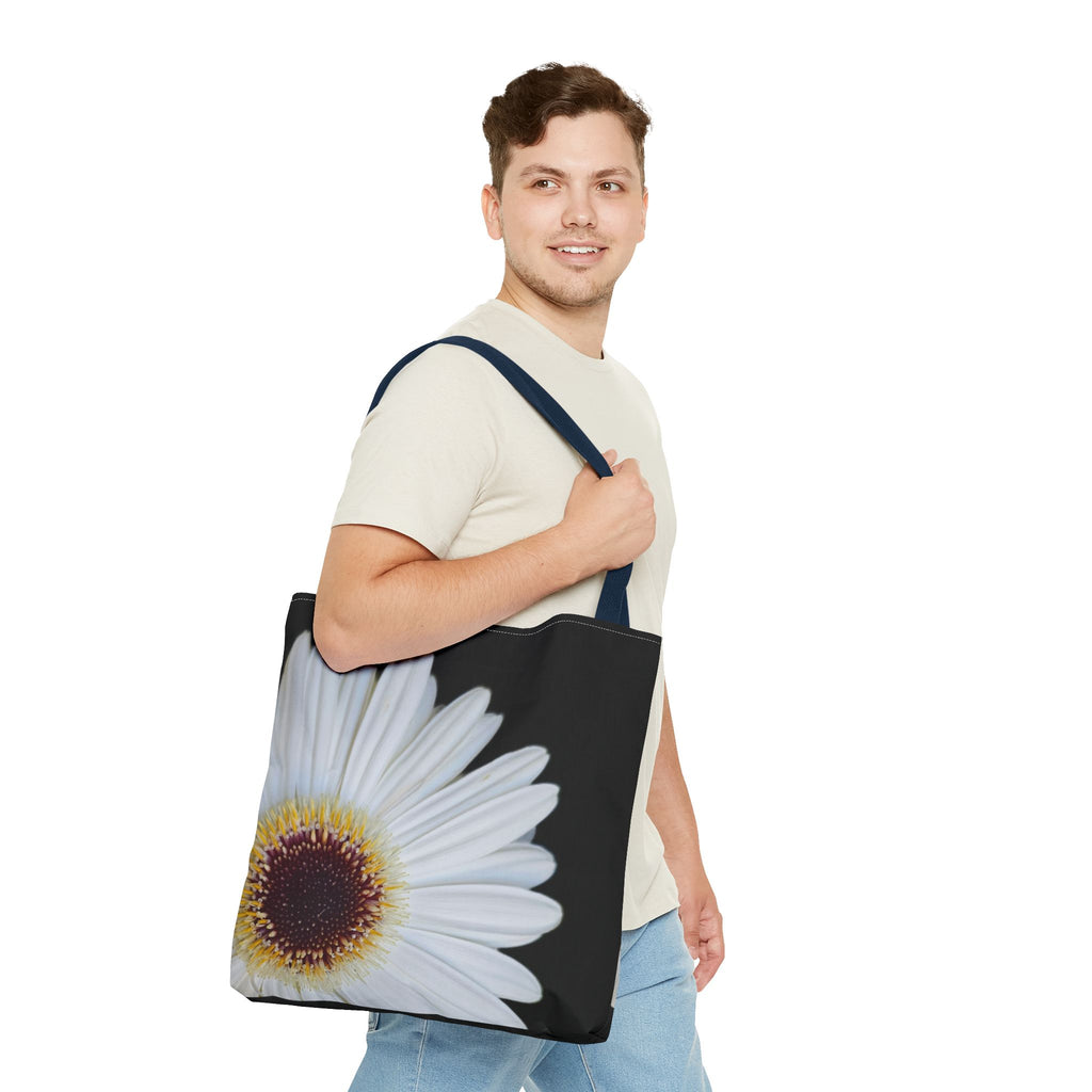 Daisy Corner Tote Bag — White Floral AOP Shopper