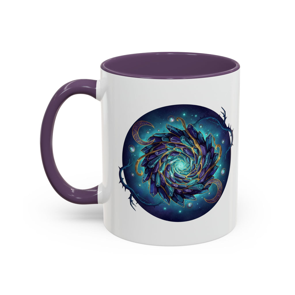 Galaxy Feather Spiral Accent Mug — Cosmic Boho Coffee Cup (11/15oz)