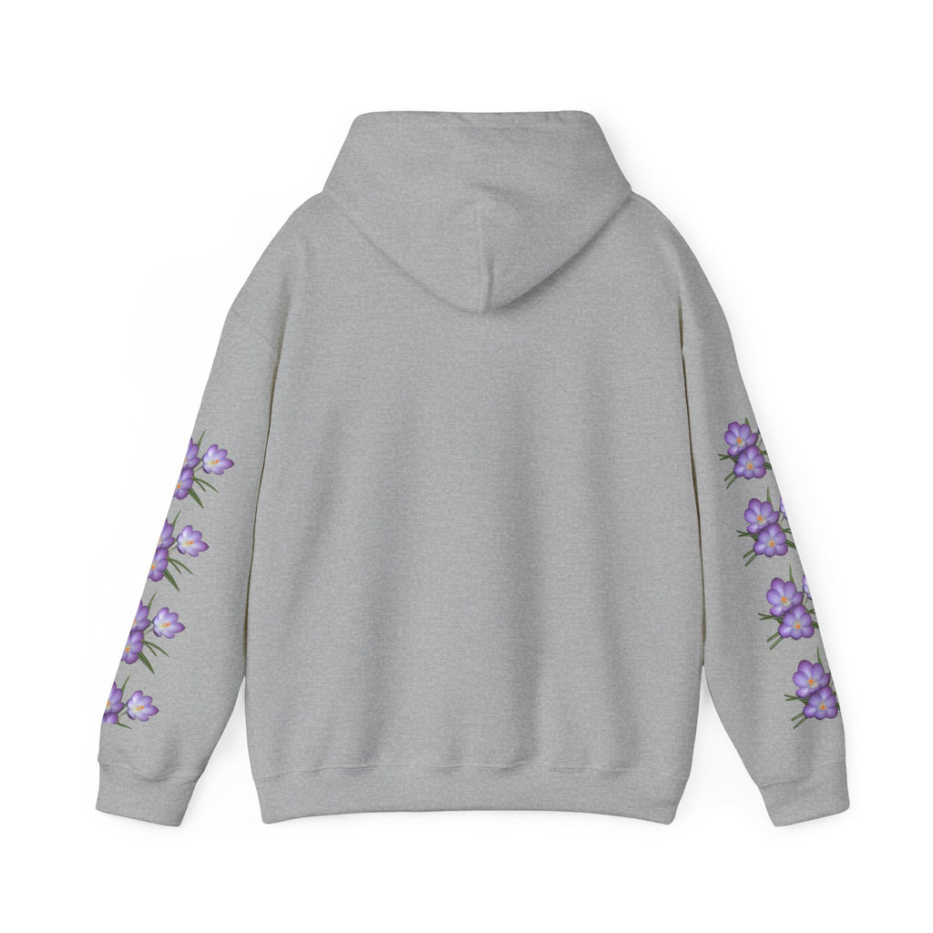 Purple Crocus Floral Hoodie — Spring Flower Graphic Sweatshirt