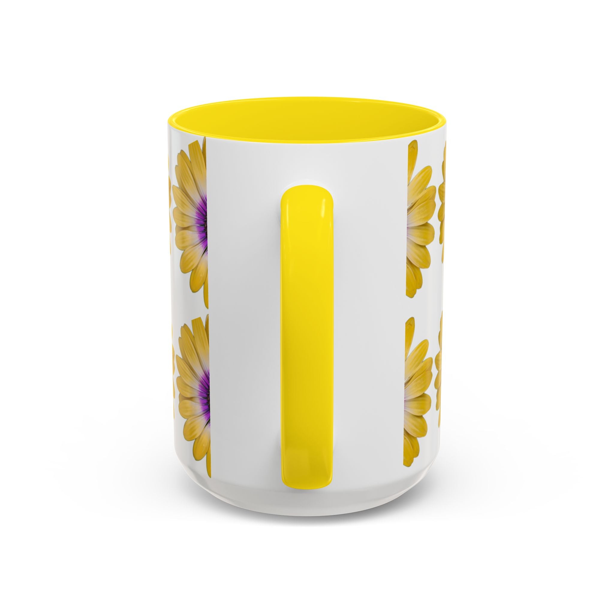 Yellow Purple Daisy Accent Coffee Mug – Floral Pattern 11/15oz