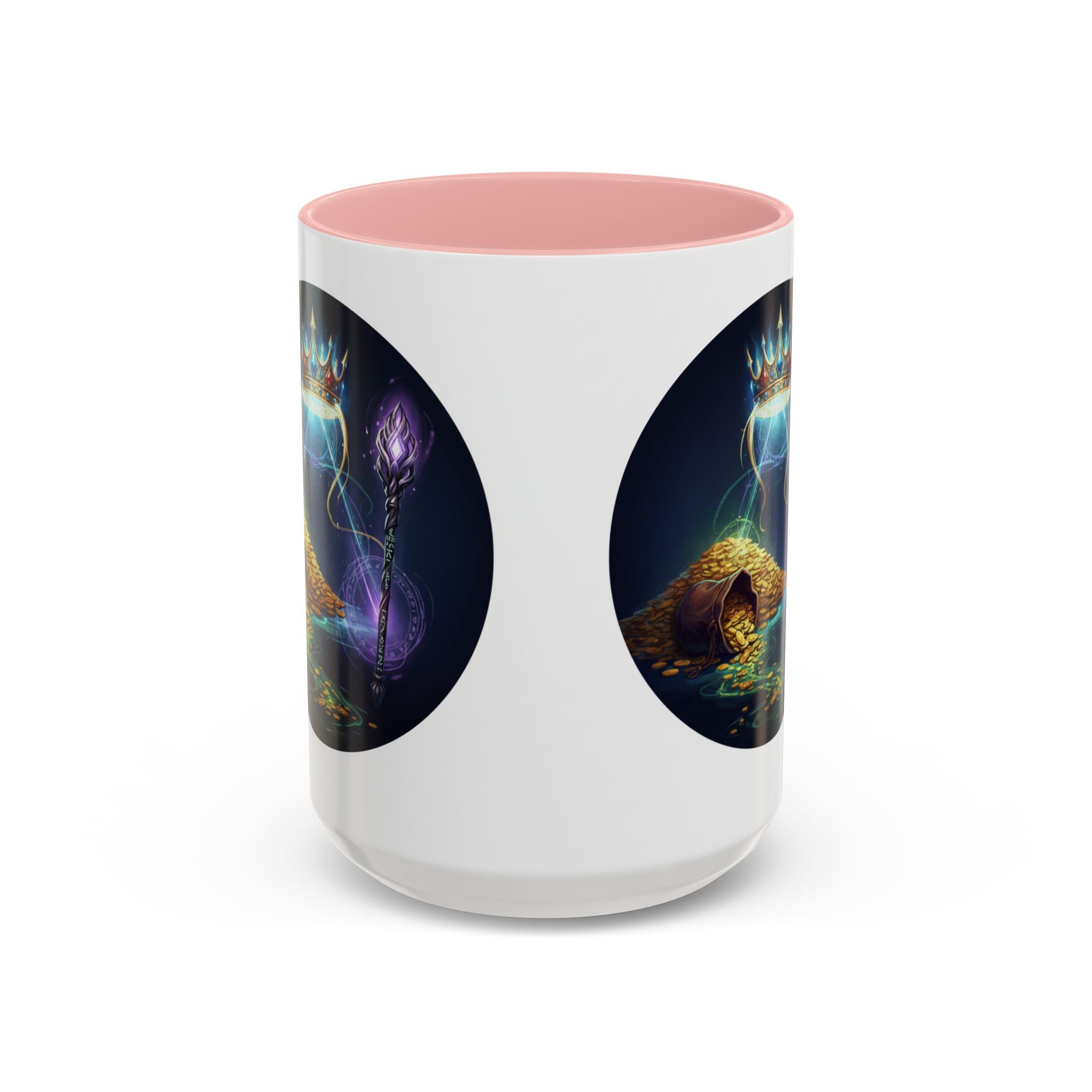 Magic Crown Coffee Mug — Fantasy Wizard Staff & Spilled Gold Accent Mug (11/15 oz)