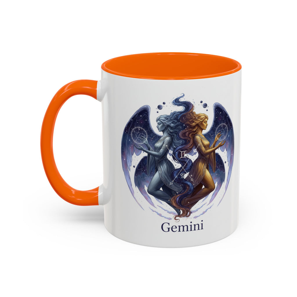 Gemini Zodiac Coffee Mug — Twin Stars Astrology Accent Mug (11/15oz)