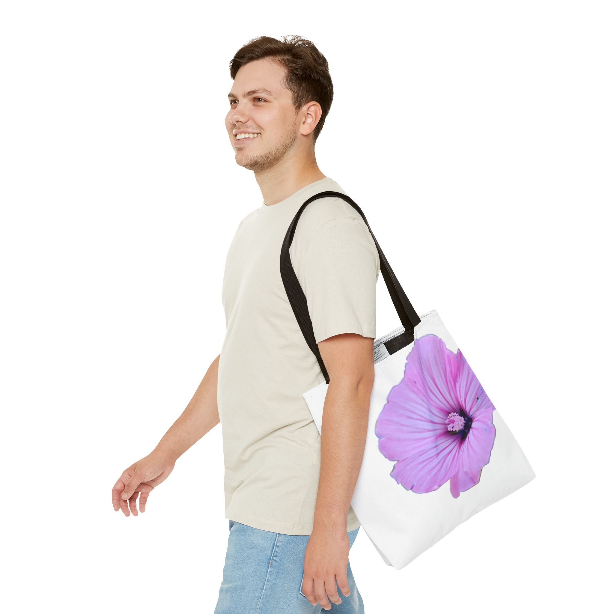 Floral Pink Hibiscus Tote Bag — Large Botanical Beach & Market Tote