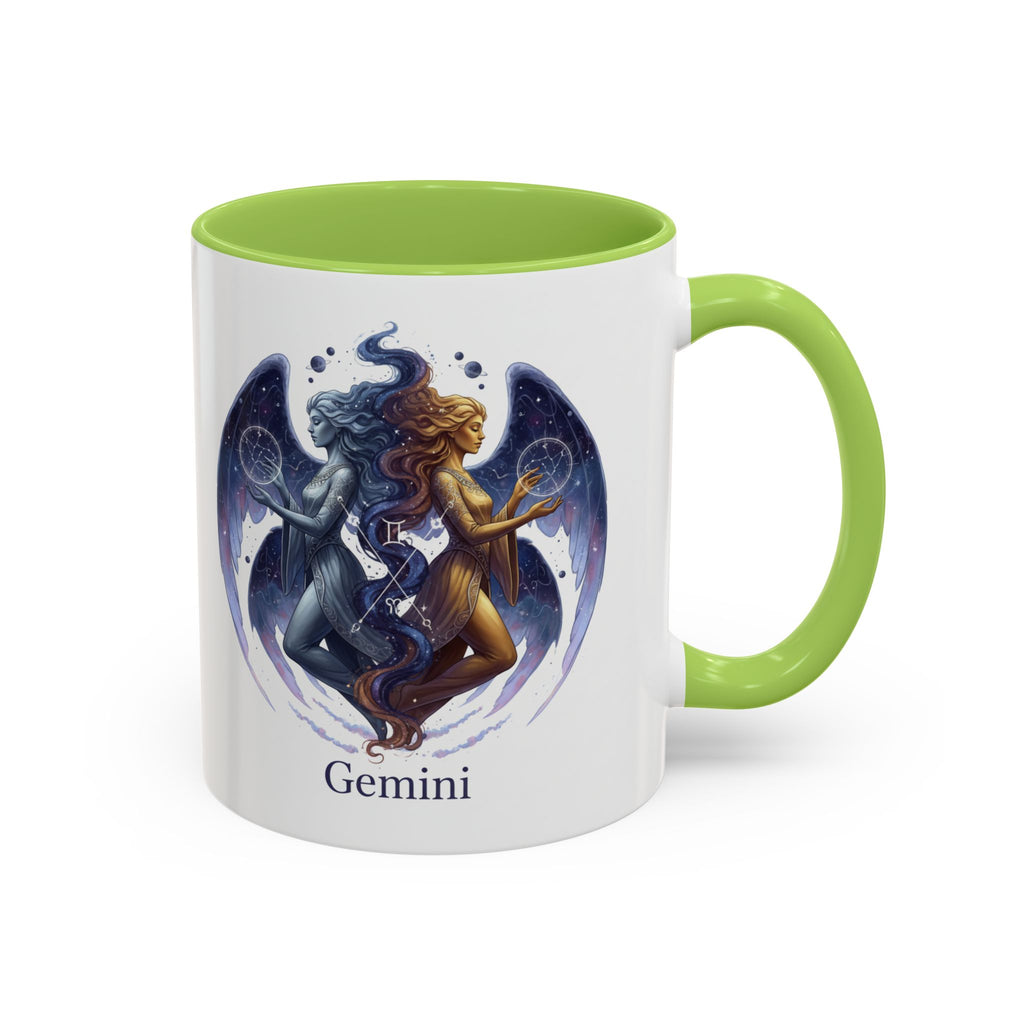 Gemini Zodiac Coffee Mug — Twin Stars Astrology Accent Mug (11/15oz)