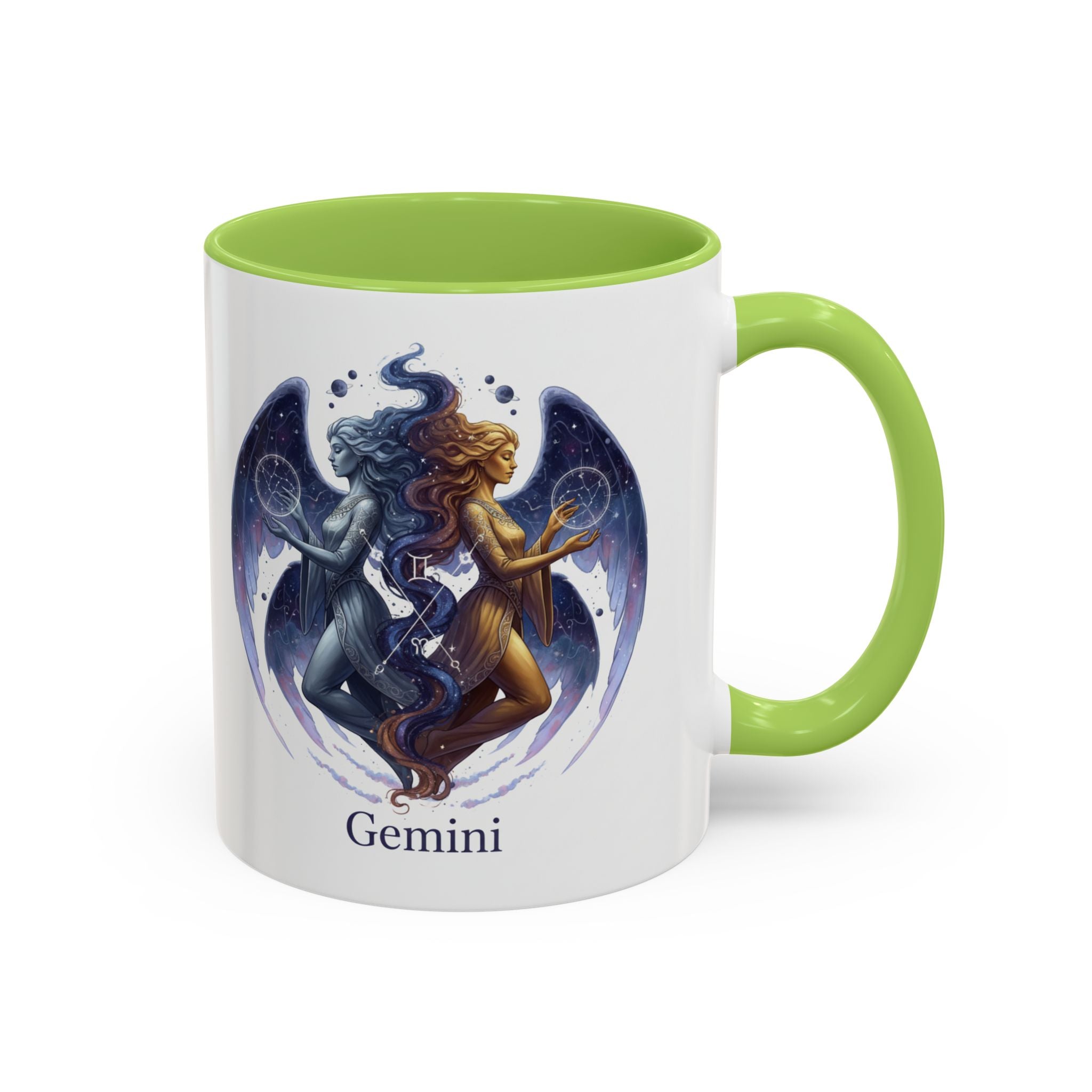 Gemini Zodiac Coffee Mug — Twin Stars Astrology Accent Mug (11/15oz)