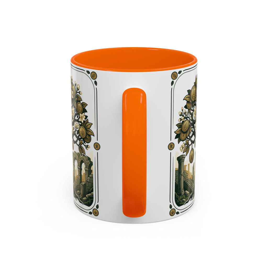 Ornate Tree of Coins Coffee Mug — Gold Ruins Accent Ceramic Mug (11/15oz)