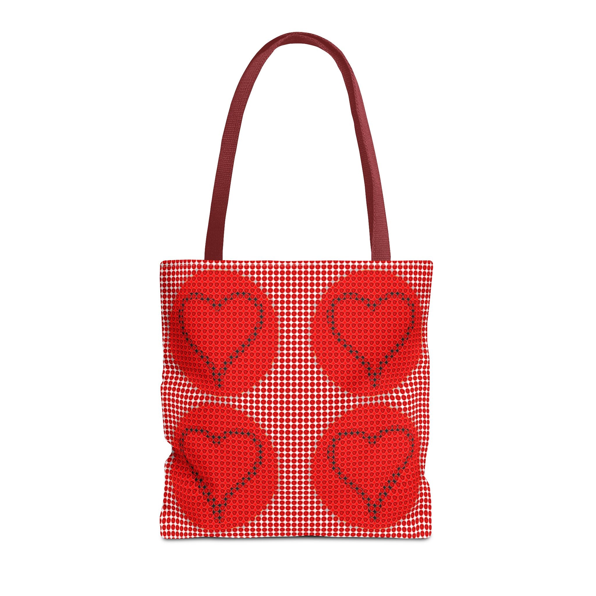 Heart Pattern Tote Bag — Red Valentine All-Over Print Canvas Tote