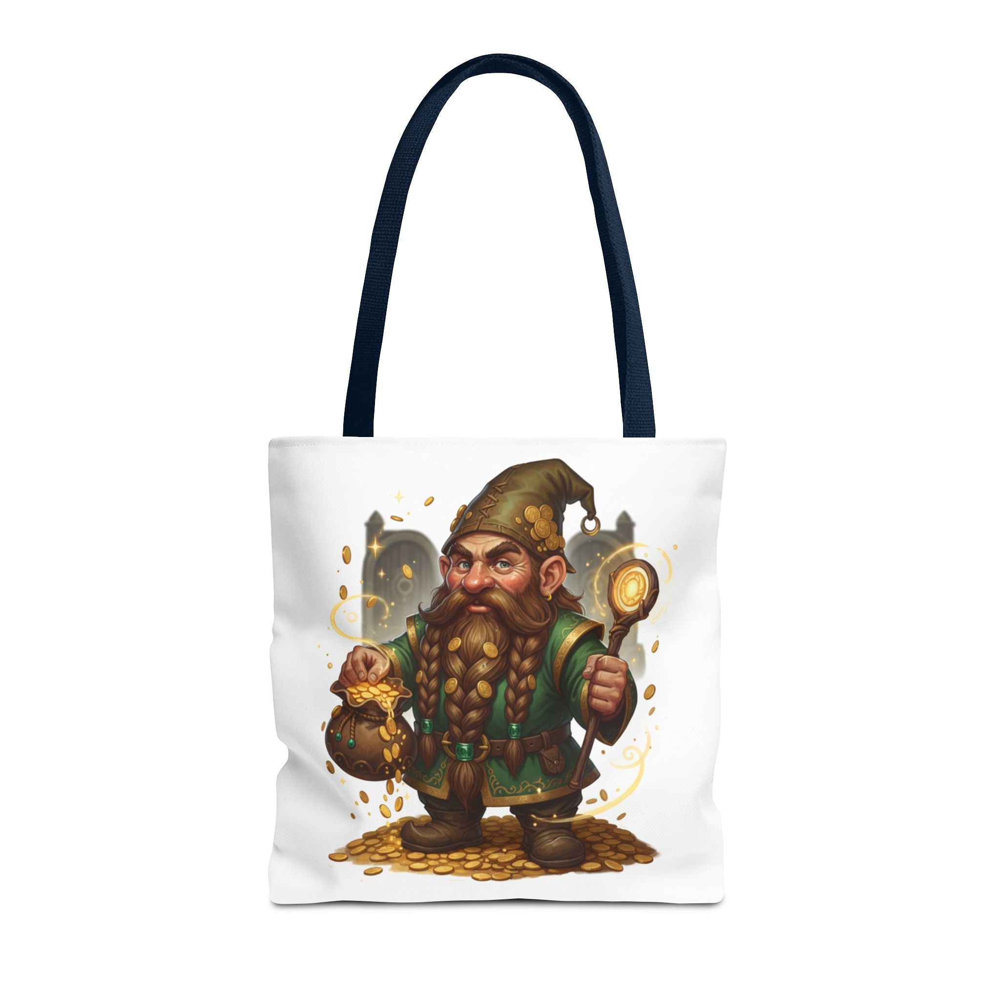 Gnome Goldkeeper Tote Bag – Fantasy Dwarf Coin Lover All-Over Print Tote