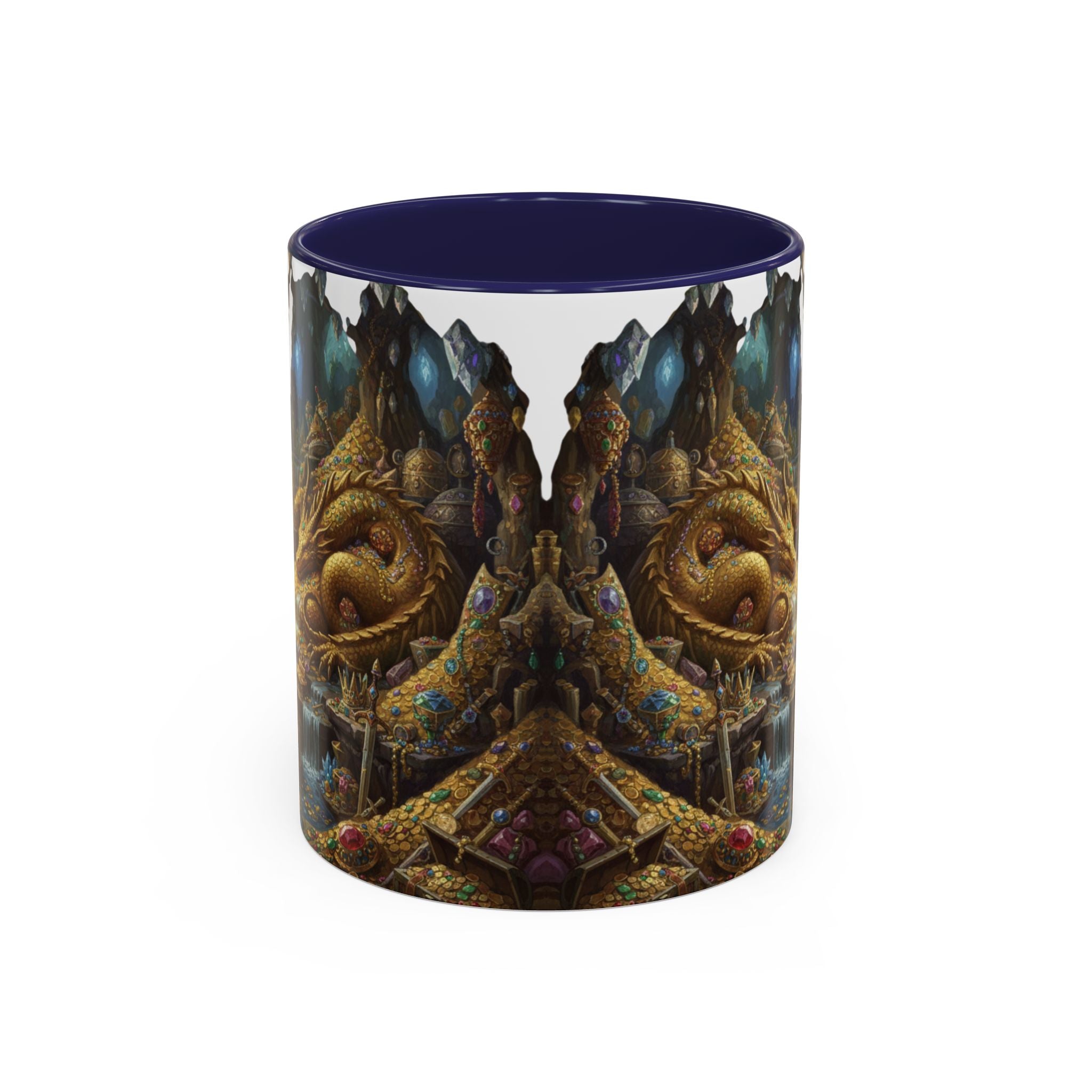 Dragon Hoard Accent Coffee Mug — Fantasy Treasure Landscape (11/15 oz)