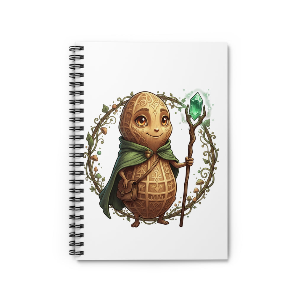 Wizard Nutling Spiral Notebook — Cute Fantasy Journal with Emerald Staff