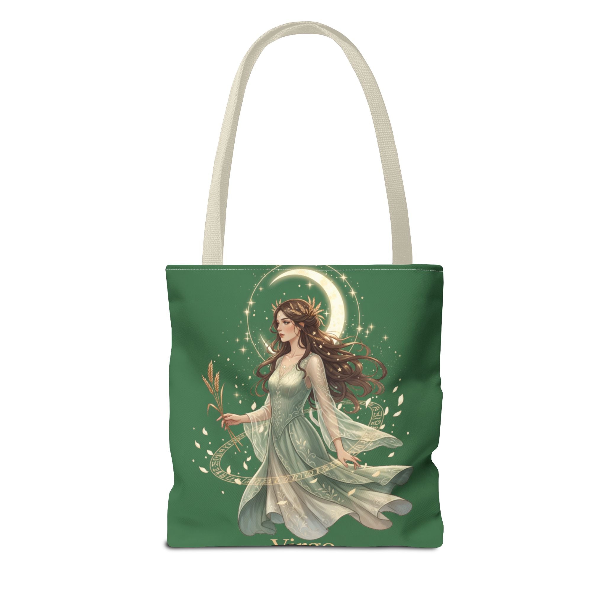 Mystic Moon Goddess Tote Bag — Ethereal Green All-Over Print Tote