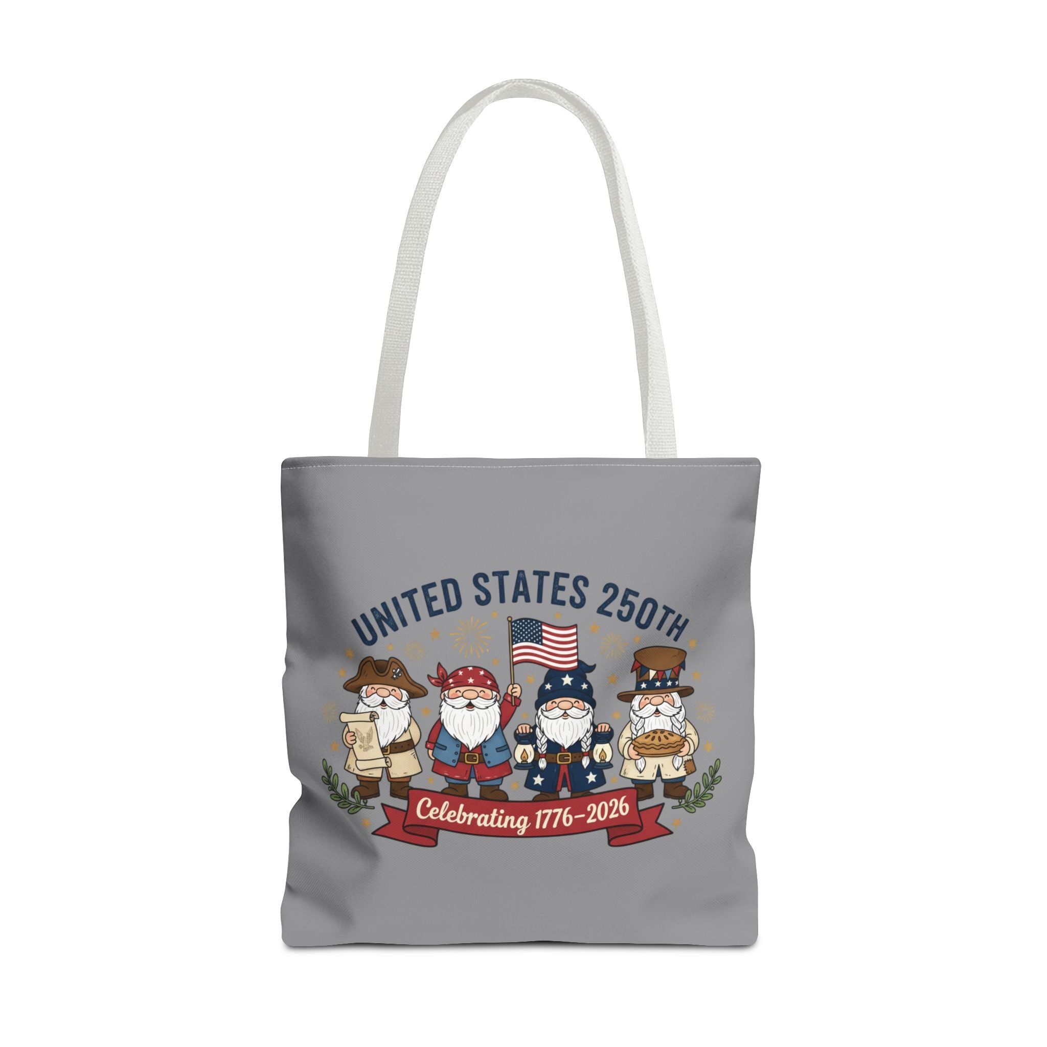 United States 250th Tote Bag — Celebrating 1776–2026 Patriotic Gnome Design