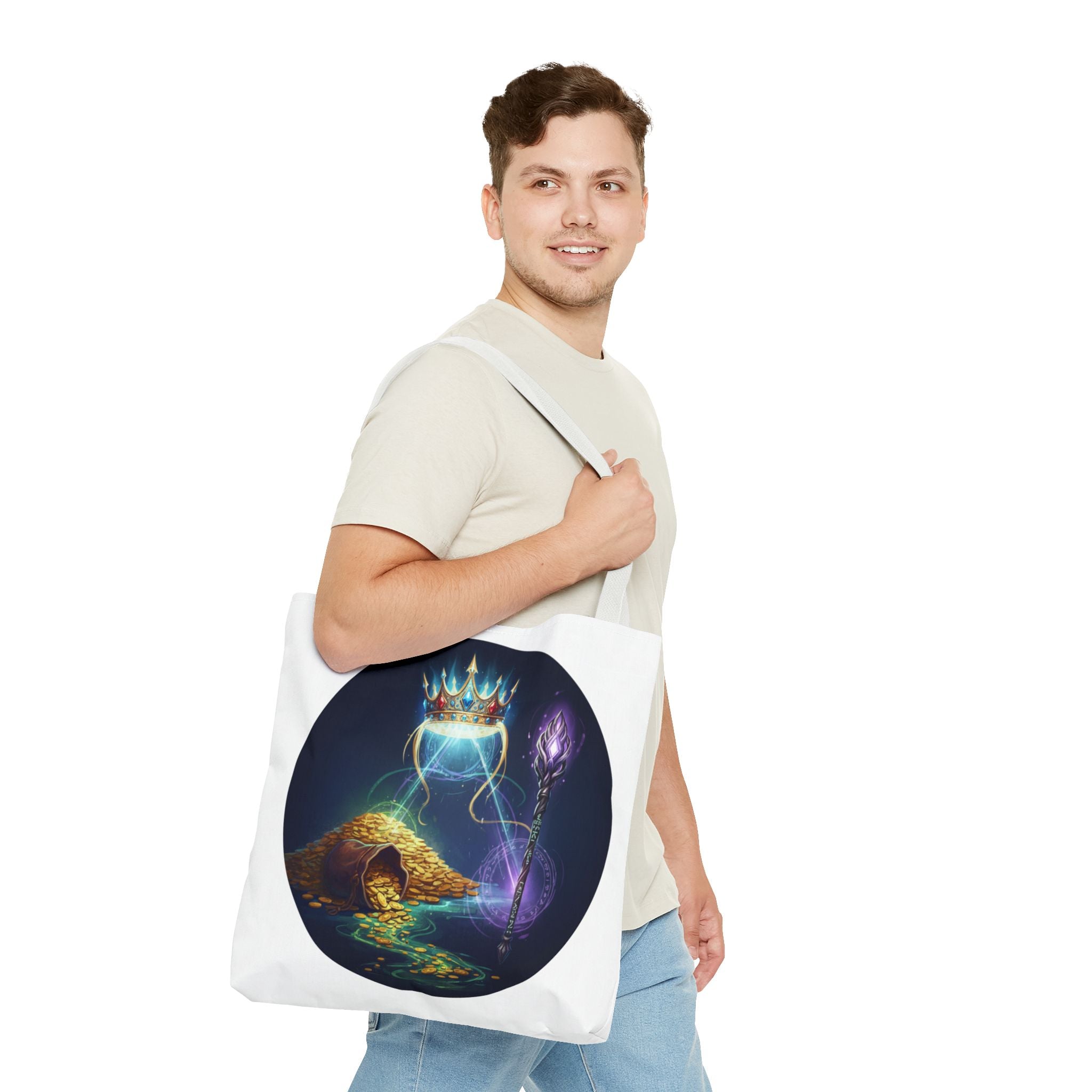 Mystic Crown & Treasure Tote Bag — Fantasy Magic Art Tote