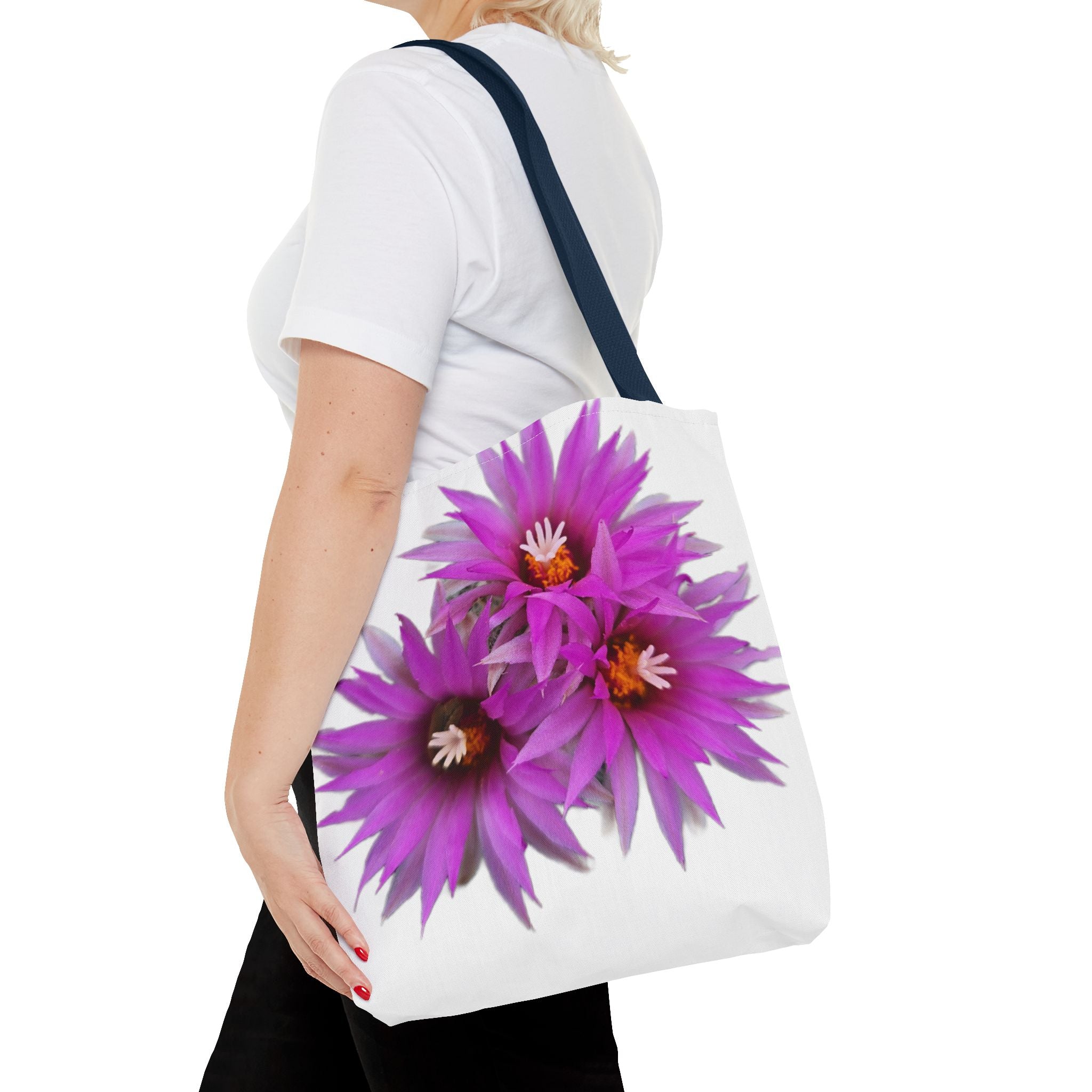 Pink Cactus Flower Tote Bag — Vibrant Desert Floral All-Over Print Tote